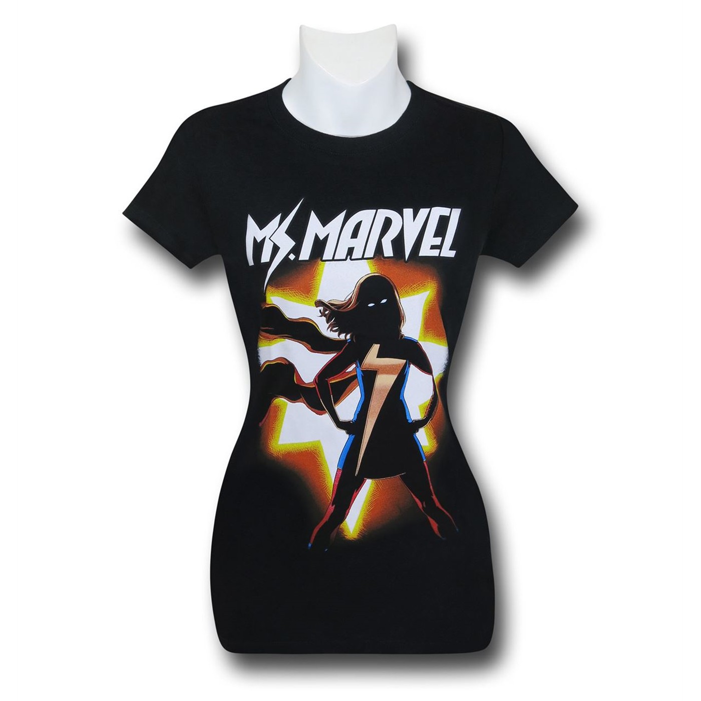 Ms. Marvel Kamala Silhouette Womens T-Shirt, Black