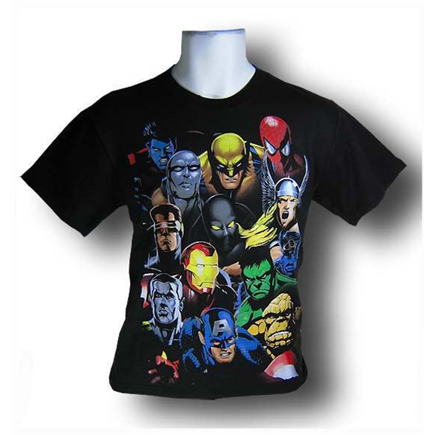 Marvel Heroes Youth Crunched Together T-Shirt, Black