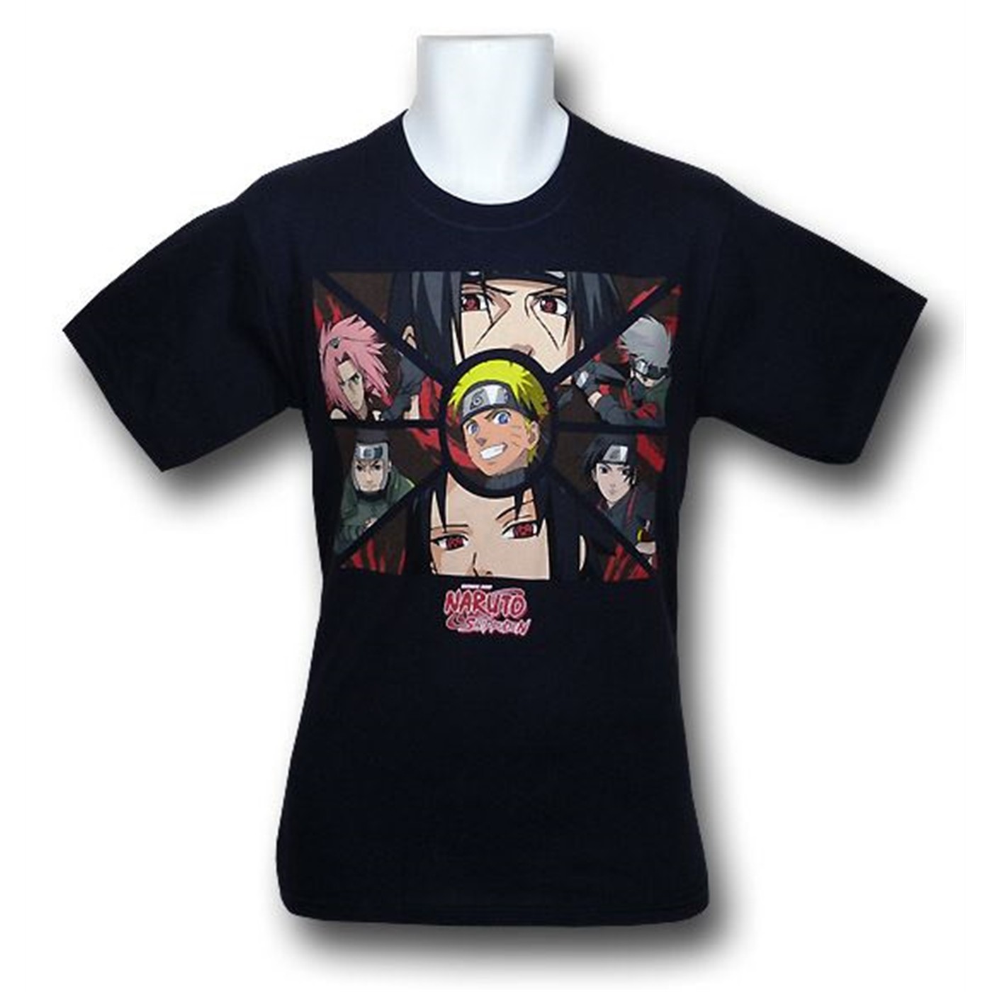 Naruto Group Panels T-Shirt, Blue