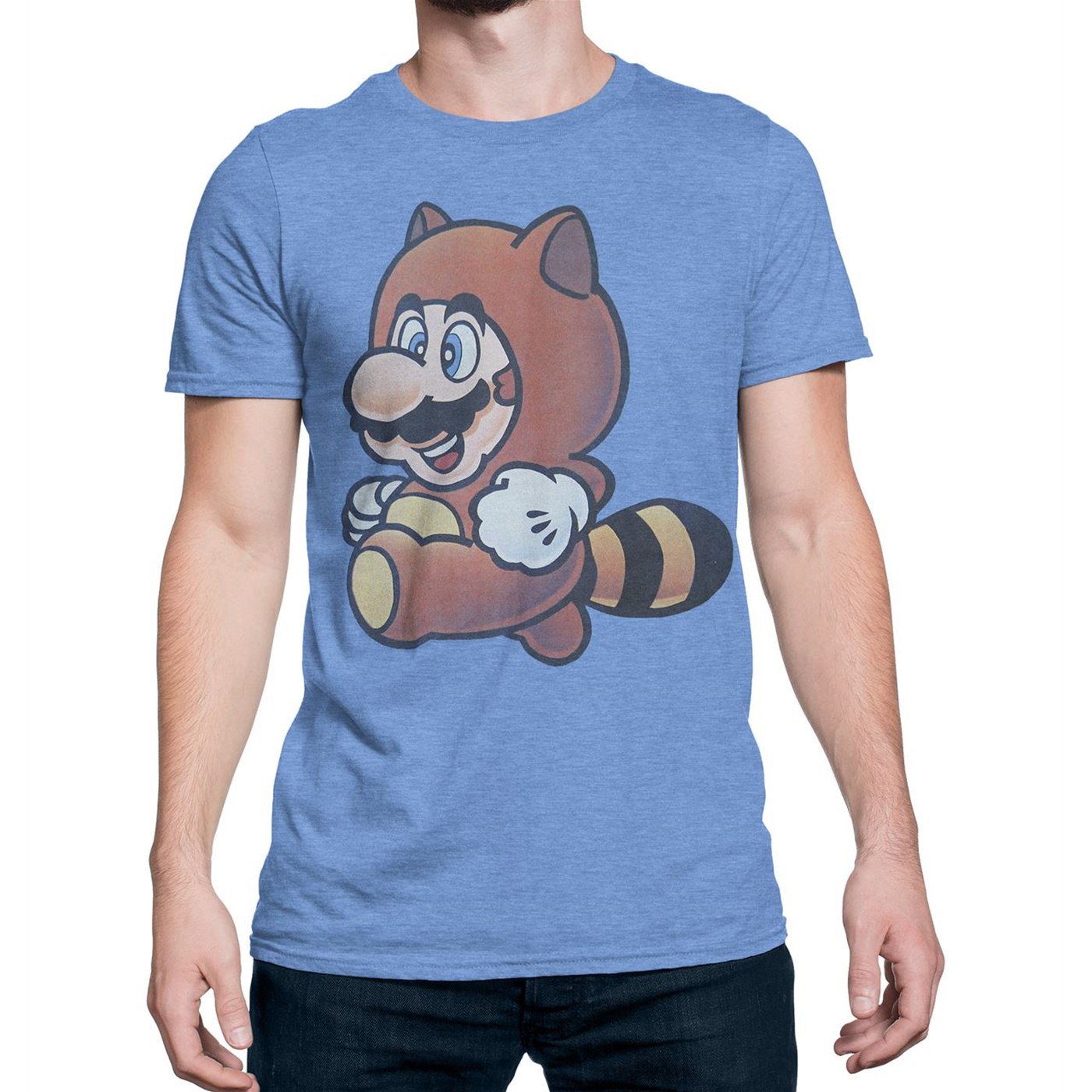 Super Mario 3 Tanooki Mario Men's T-Shirt, Blue