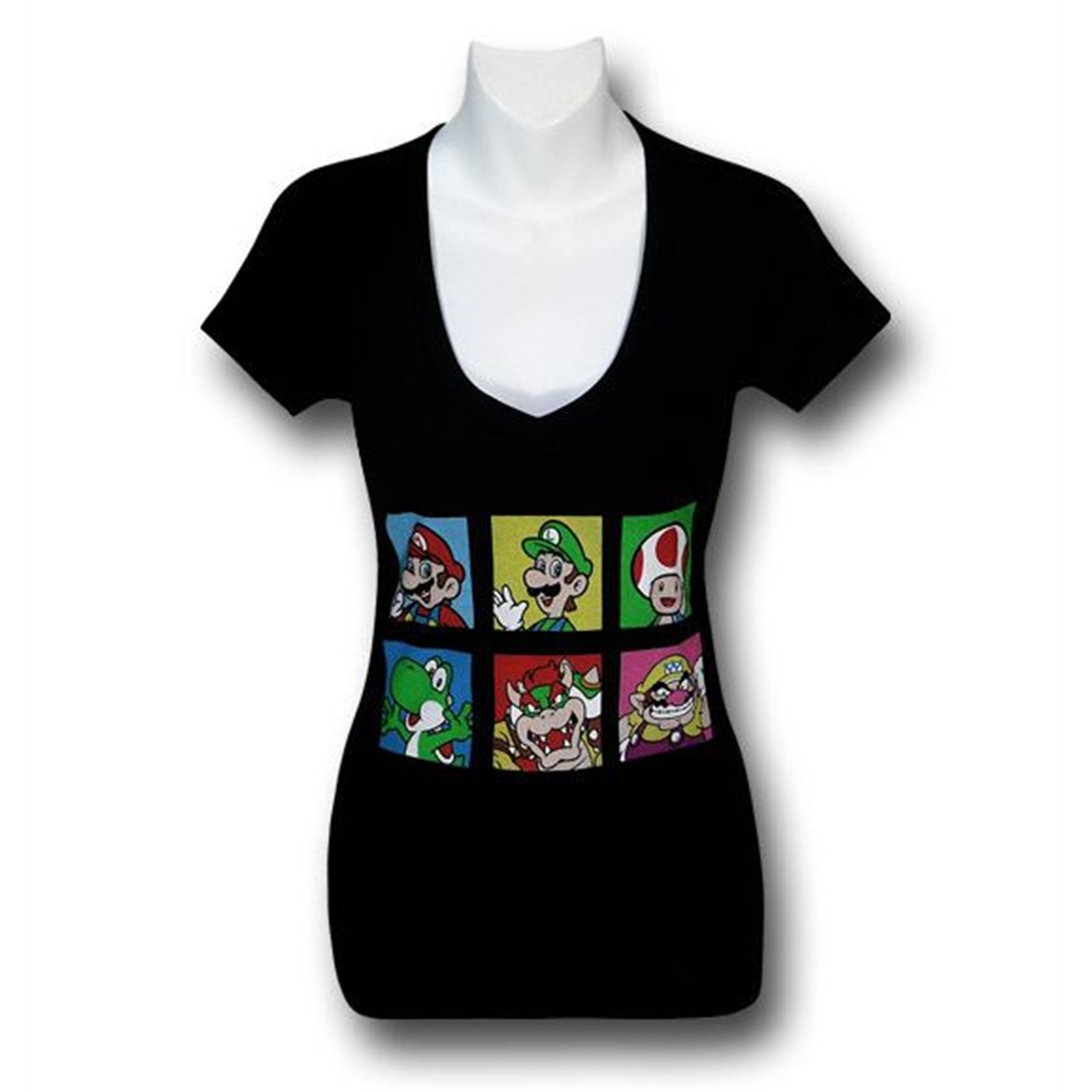 Nintendo Mario & Wario Squares Juniors T-Shirt, Black