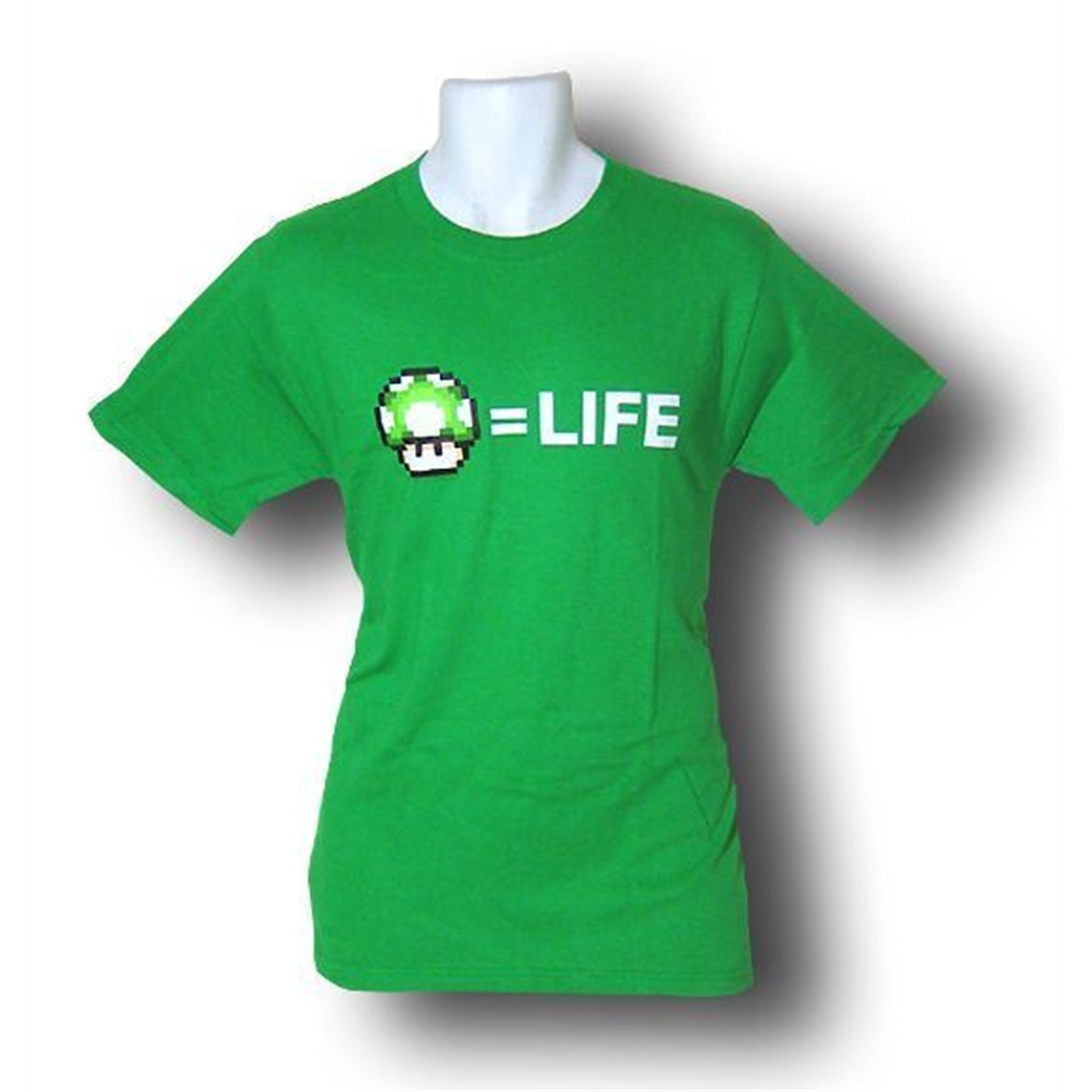 Nintendo Mushroom Equals Life Green T-Shirt, Green