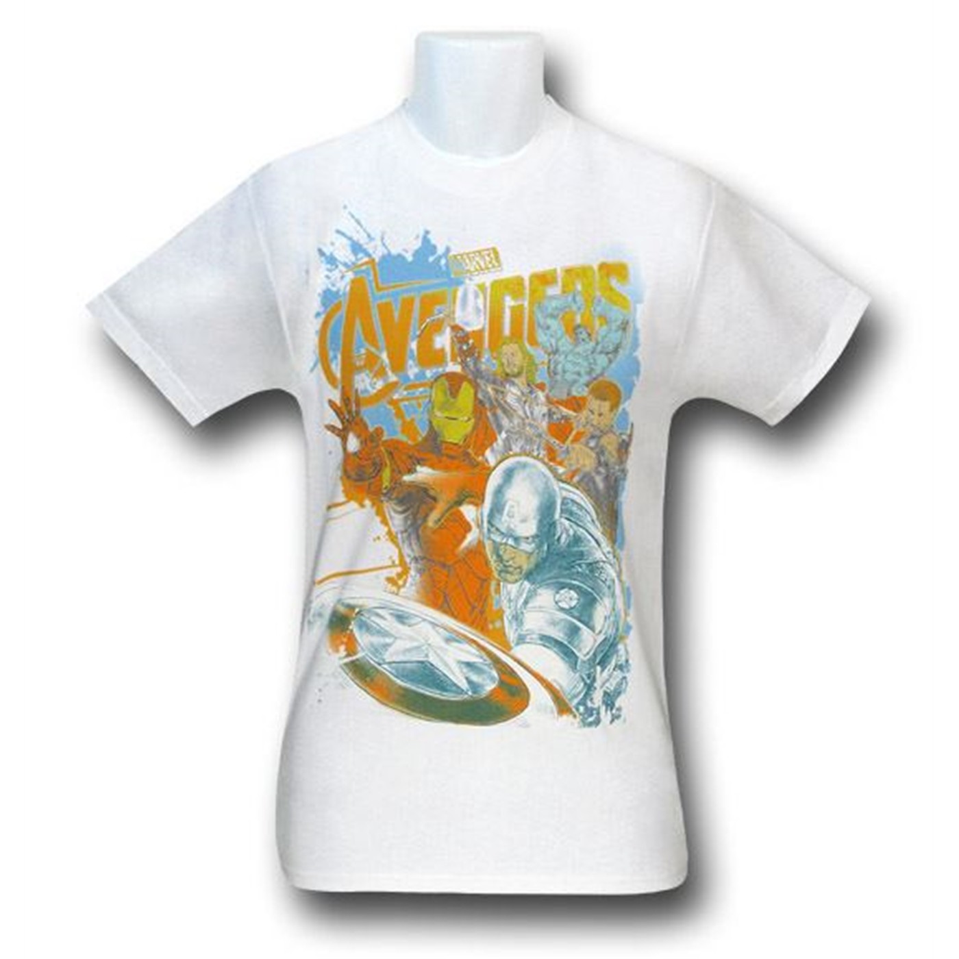 Avengers Movie Youth Orange Paint T-Shirt, White