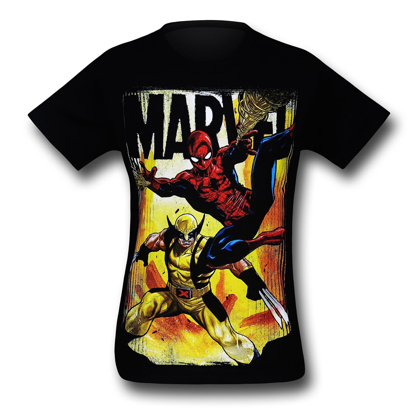 Spiderman Wolverine Team-Up Black T-Shirt, Black