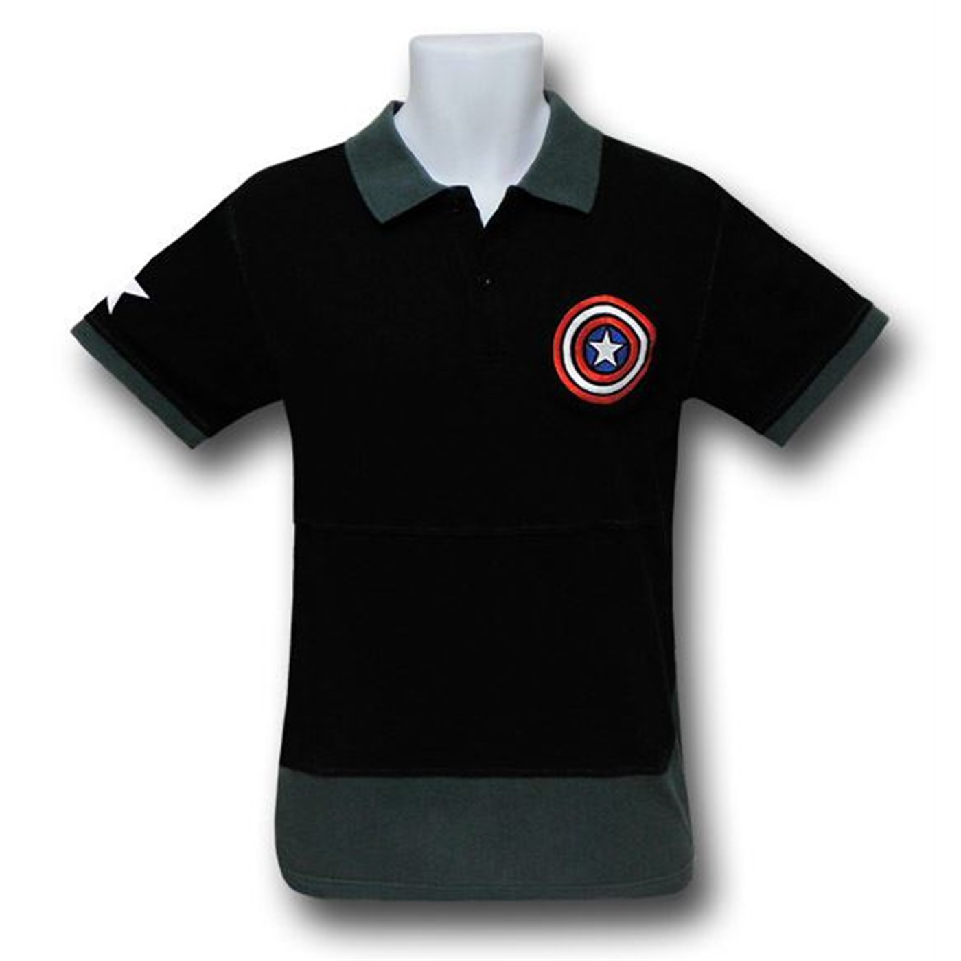 Captain America Star Sleeve Polo T-Shirt, Blue