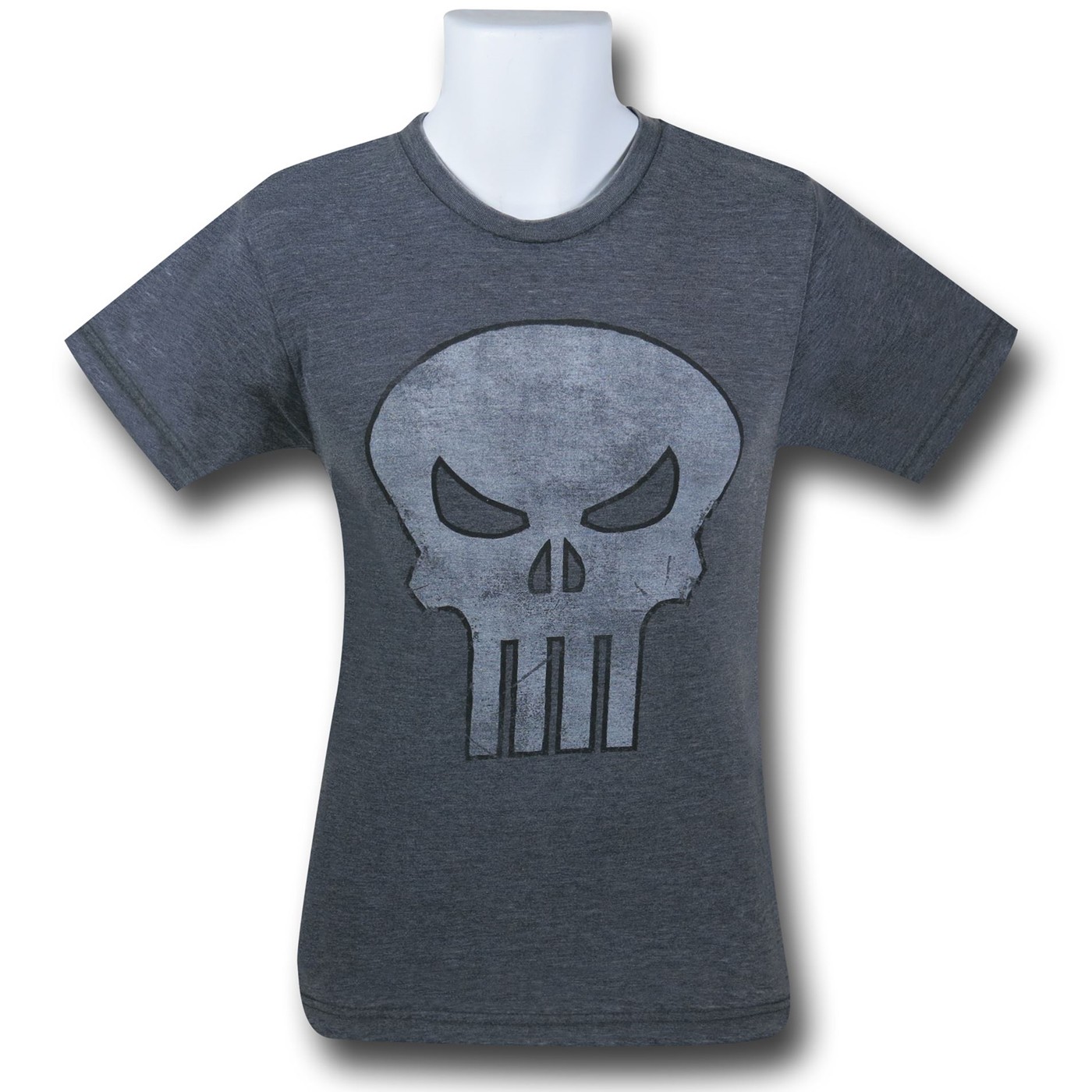 Punisher Symbol Charcoal Burnout T-Shirt, Grey