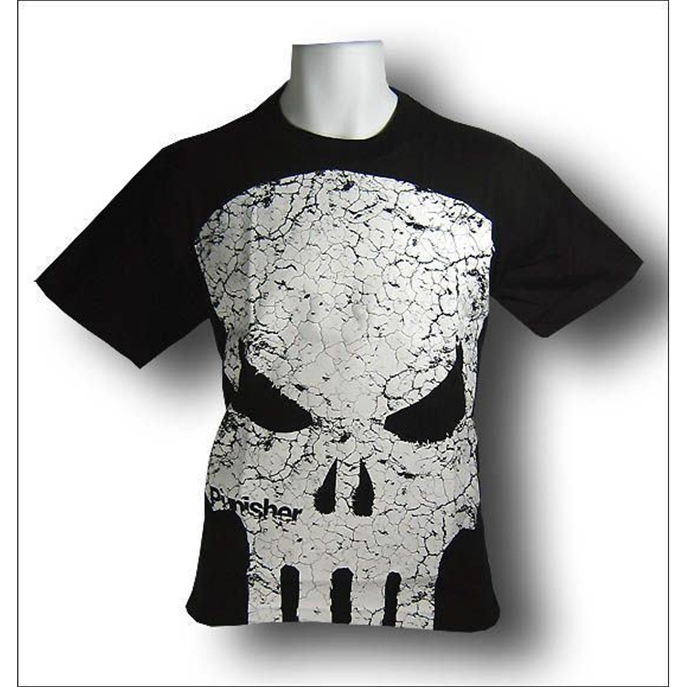 Punisher Cracked Skull Symbol T-Shirt, Black
