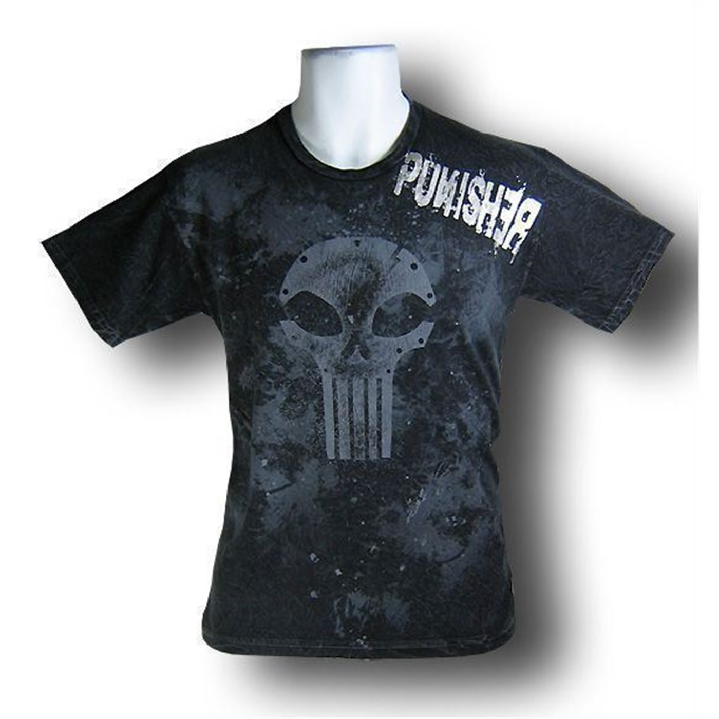 Punisher Devolve Foil Logo Acid Wash T-Shirt, Black