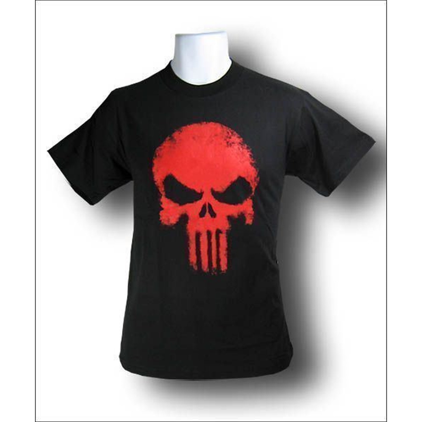 Punisher T-Shirt Red Distressed, Black