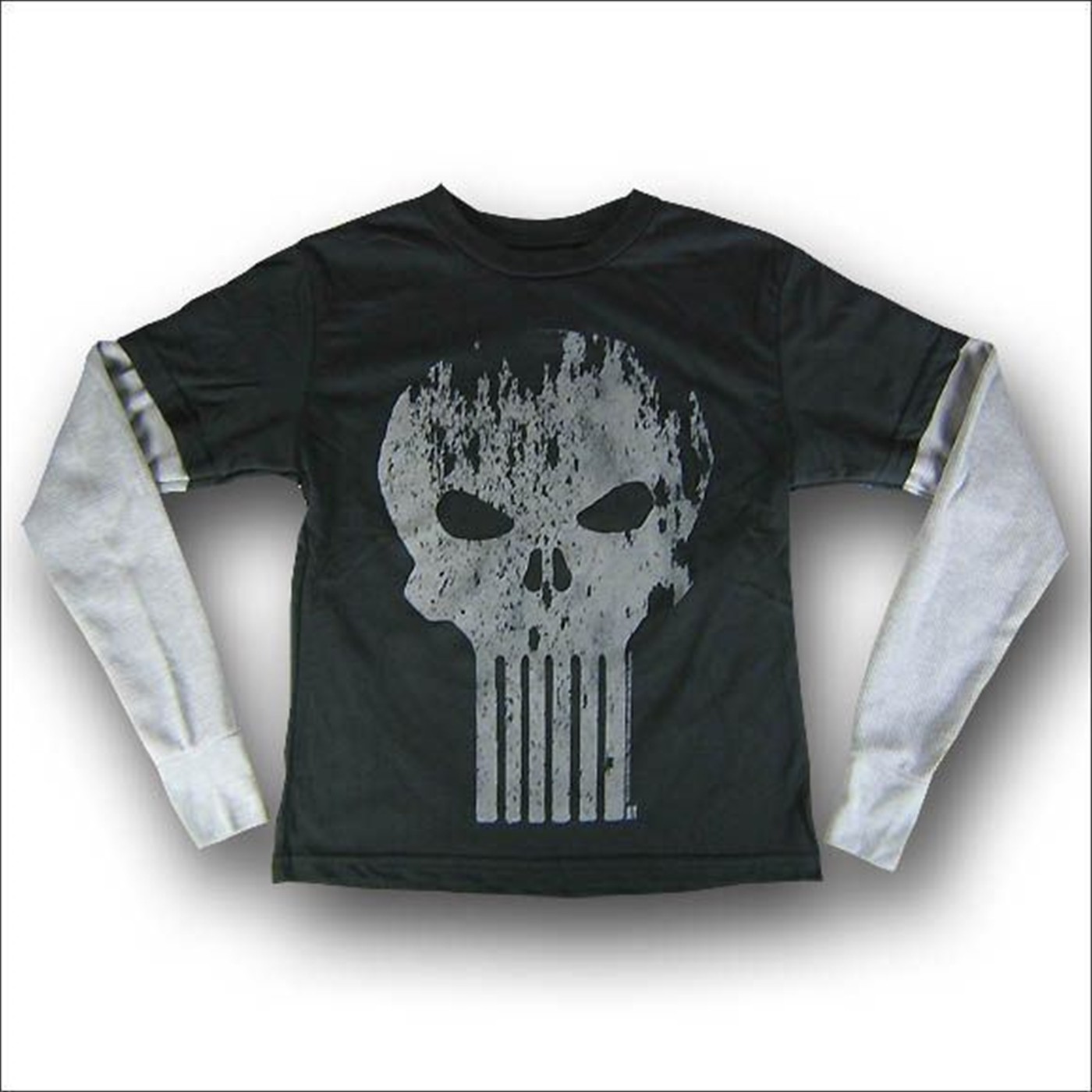 Punisher Black Wash Double Junk Food T-Shirt, Black
