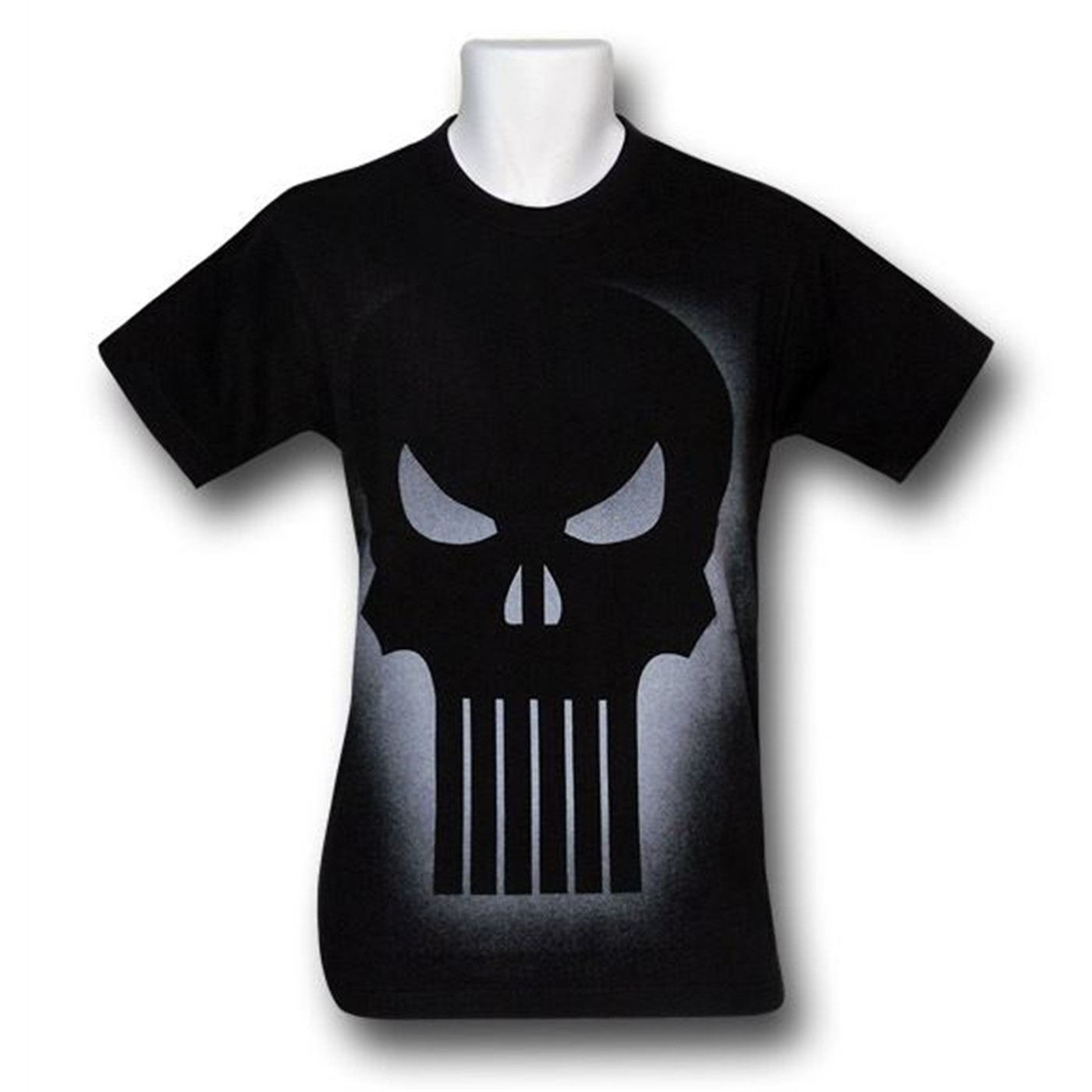 Punisher Silver Lit Skull Symbol T-Shirt, Black
