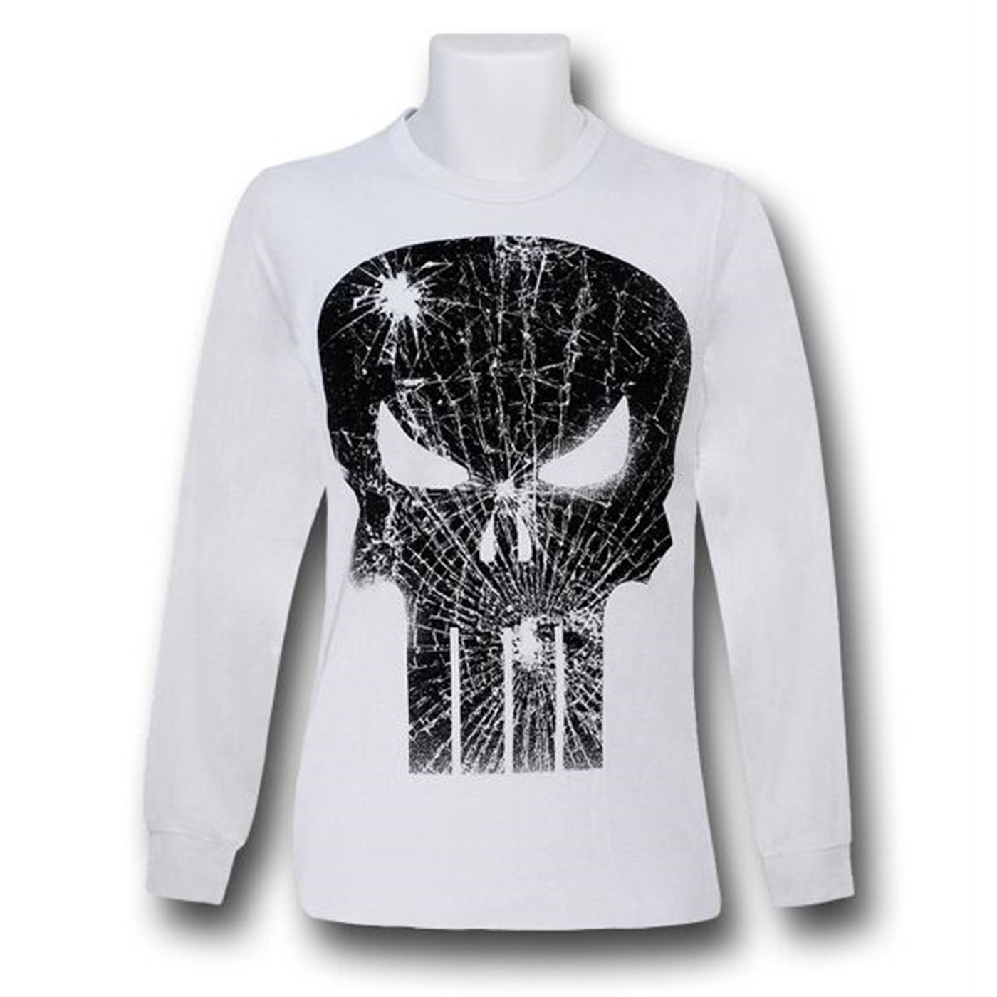 Punisher White Thermal Long Sleeve T-Shirt, White