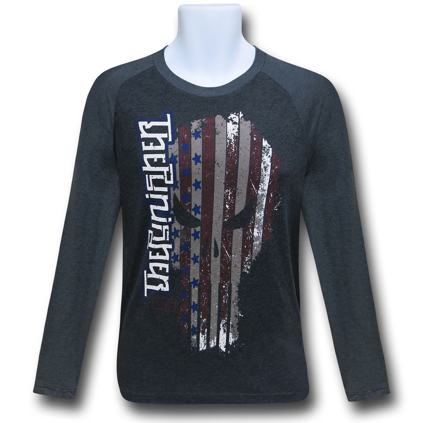 Punisher USA Red Chapter Long Sleeve Ambigram T-Shirt, Black