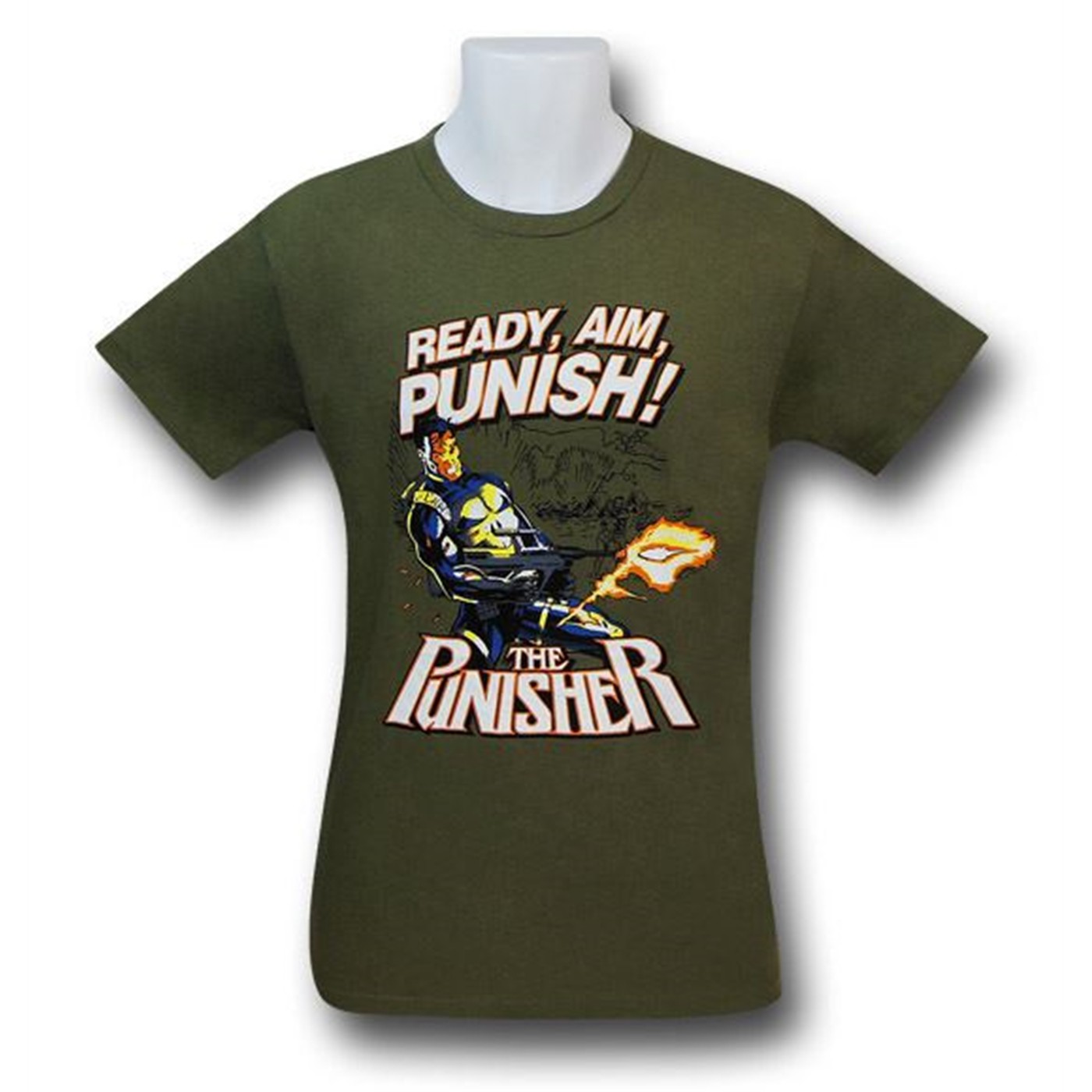 Punisher Ready Aim Punish 30 Single T-Shirt, Green