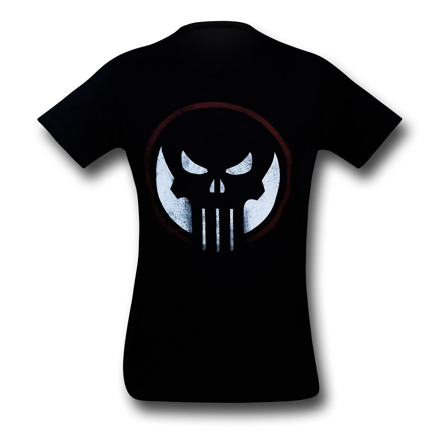 Punisher Red Circle Symbol Black 30 Single T-Shirt, Black