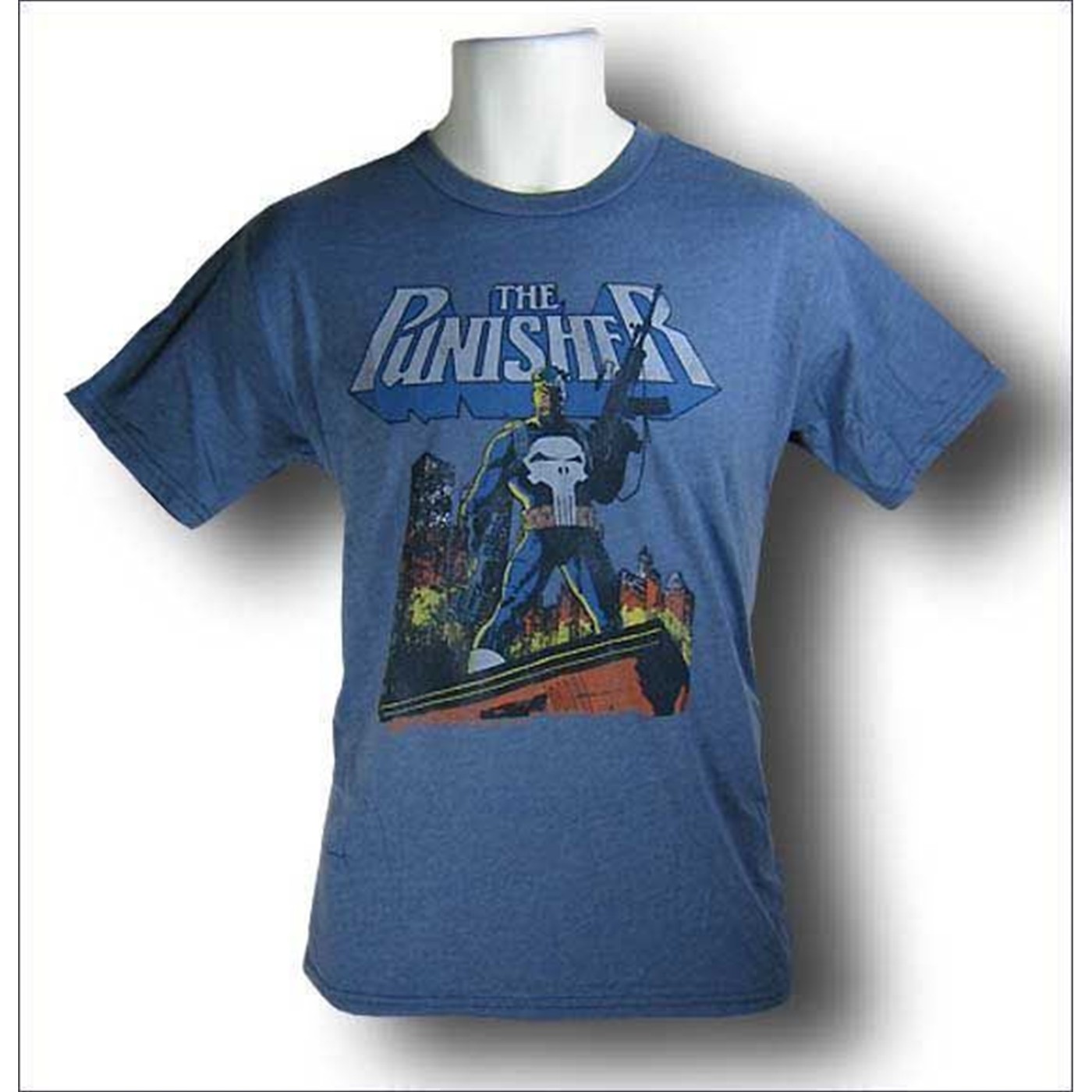 Punisher Rooftop Assault Junk Food T-Shirt, Blue