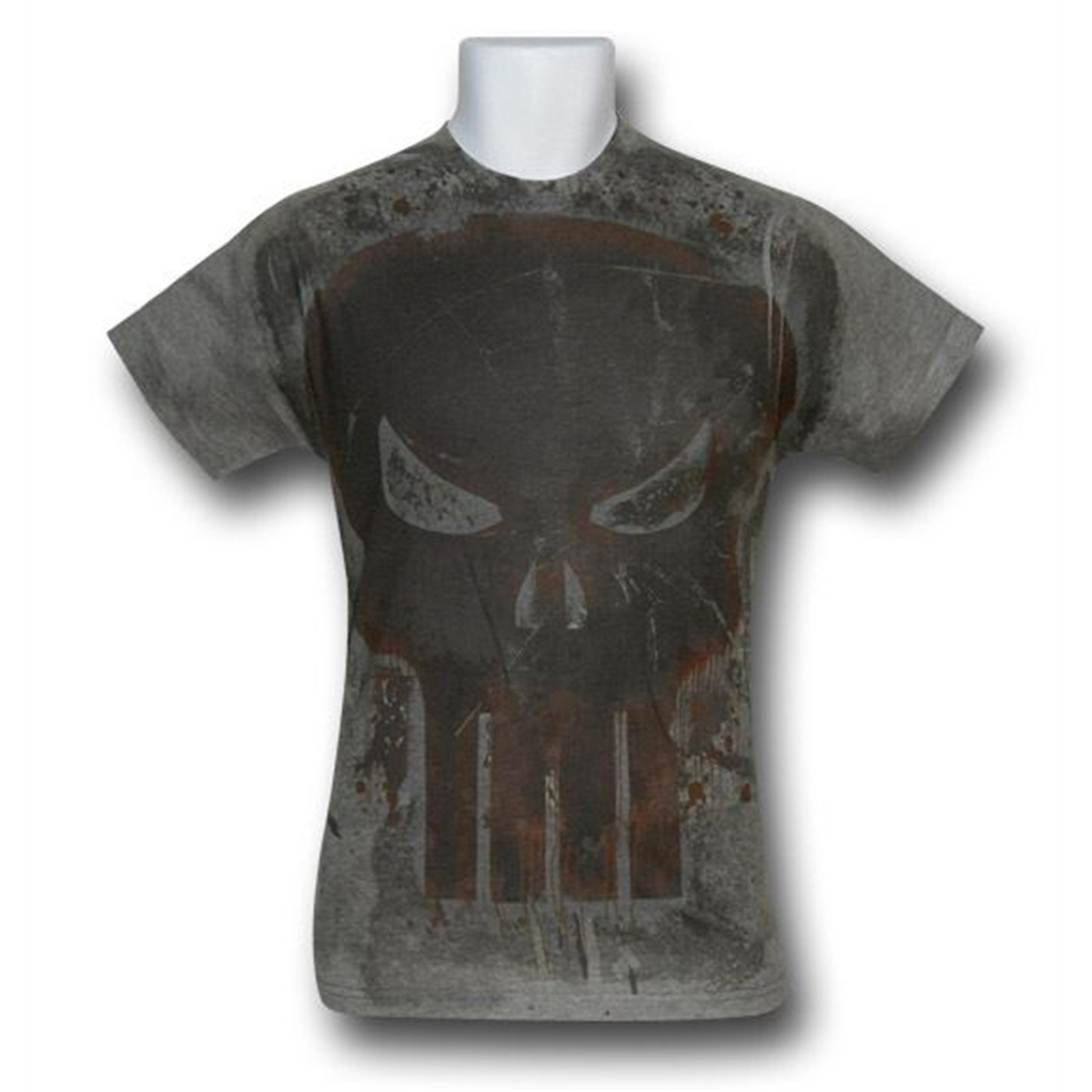 Punisher Rust Skull Sublimated T-Shirt, Grey