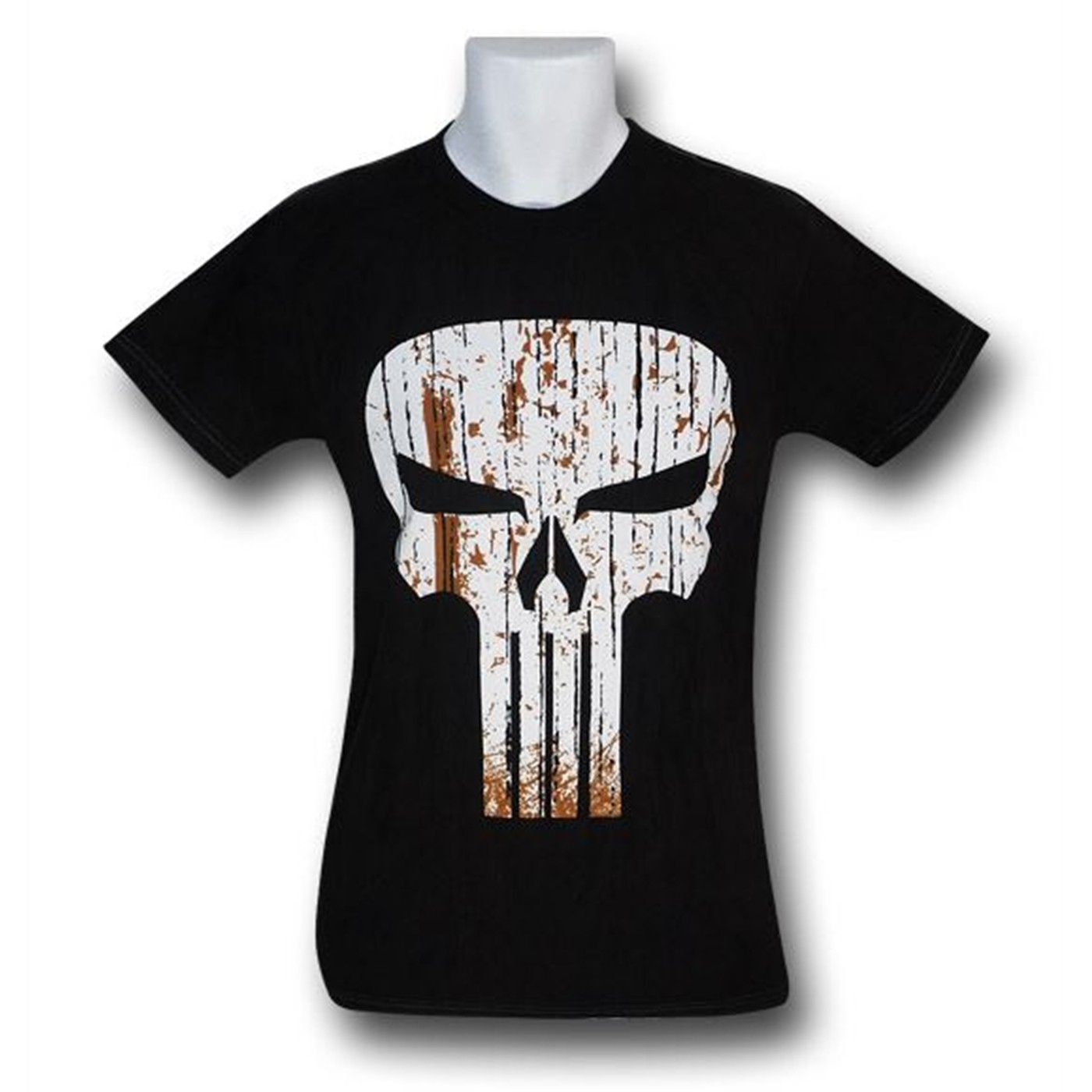 Punisher Stained Symbol Black Wash T-Shirt, Black