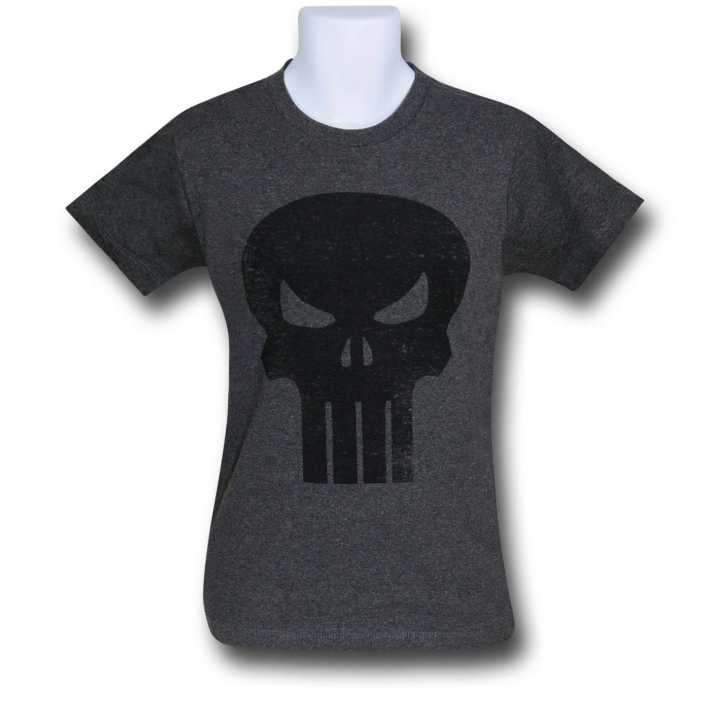 Punisher Symbol Heather Charcoal Burnout T-Shirt, Grey