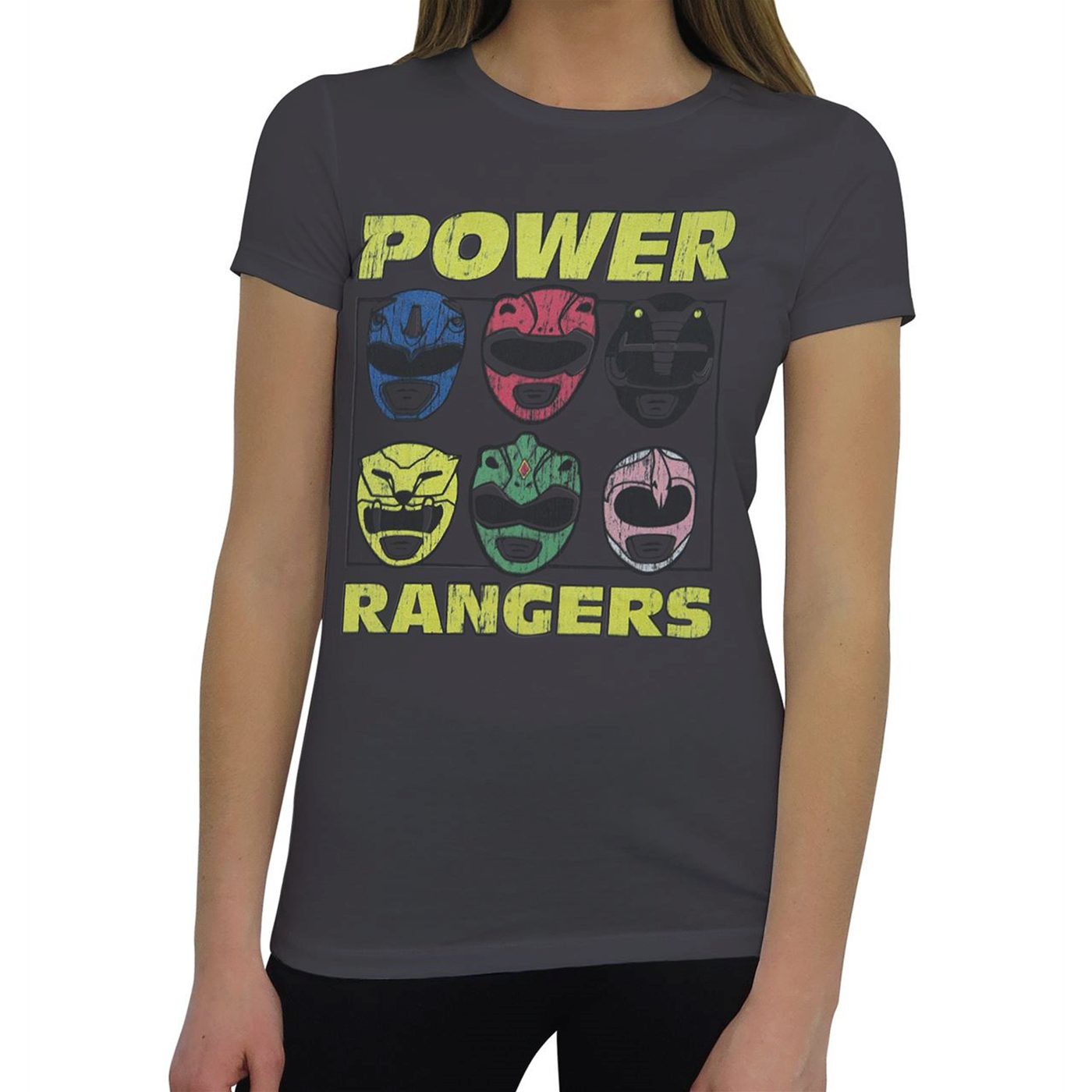 Power Rangers Morphin Time Helmets Women's T-Shirt, Grey
