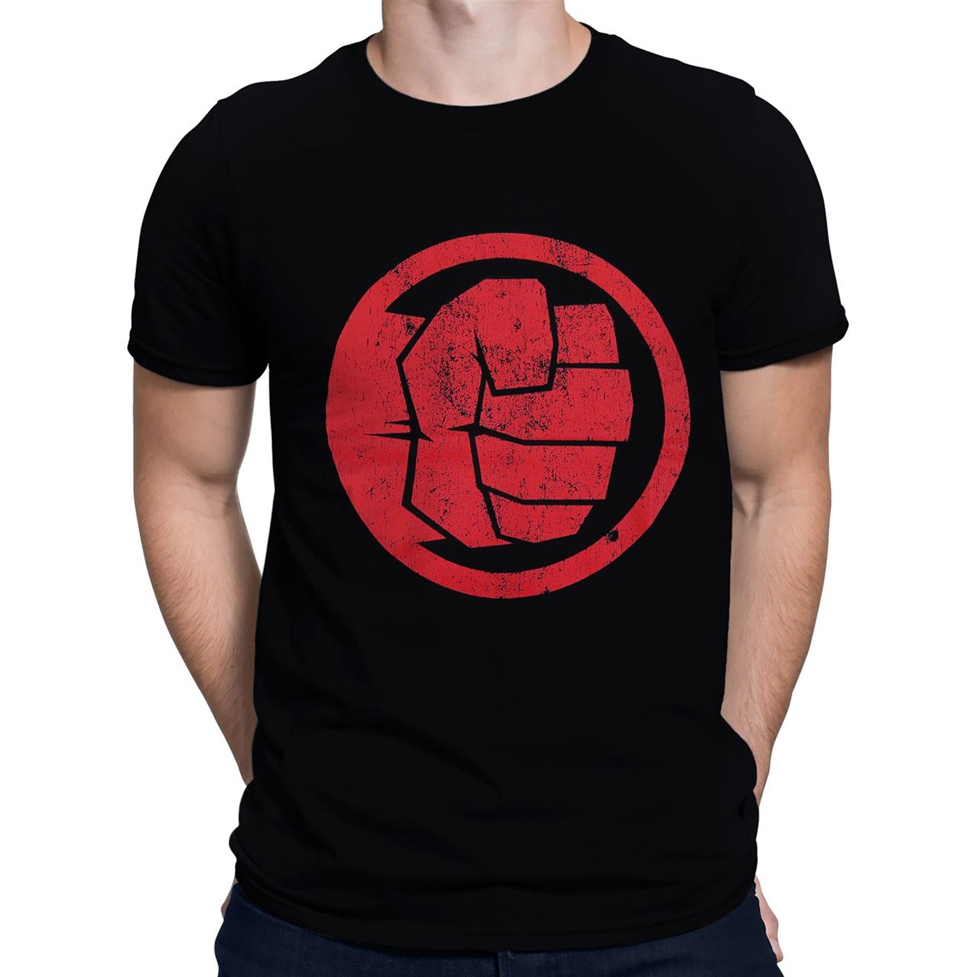 Red Hulk Fist Bump Men's T-Shirt, Black
