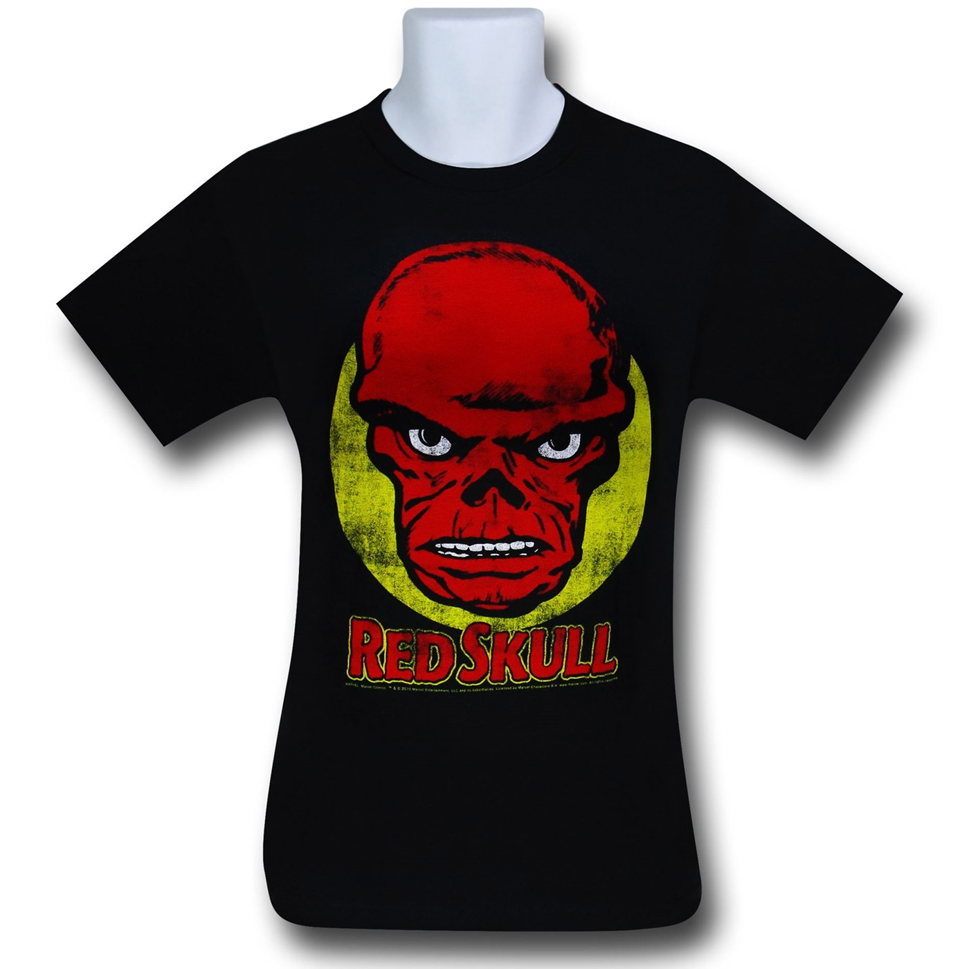 Red Skull Distressed Head (30 Single) T-Shirt, Black