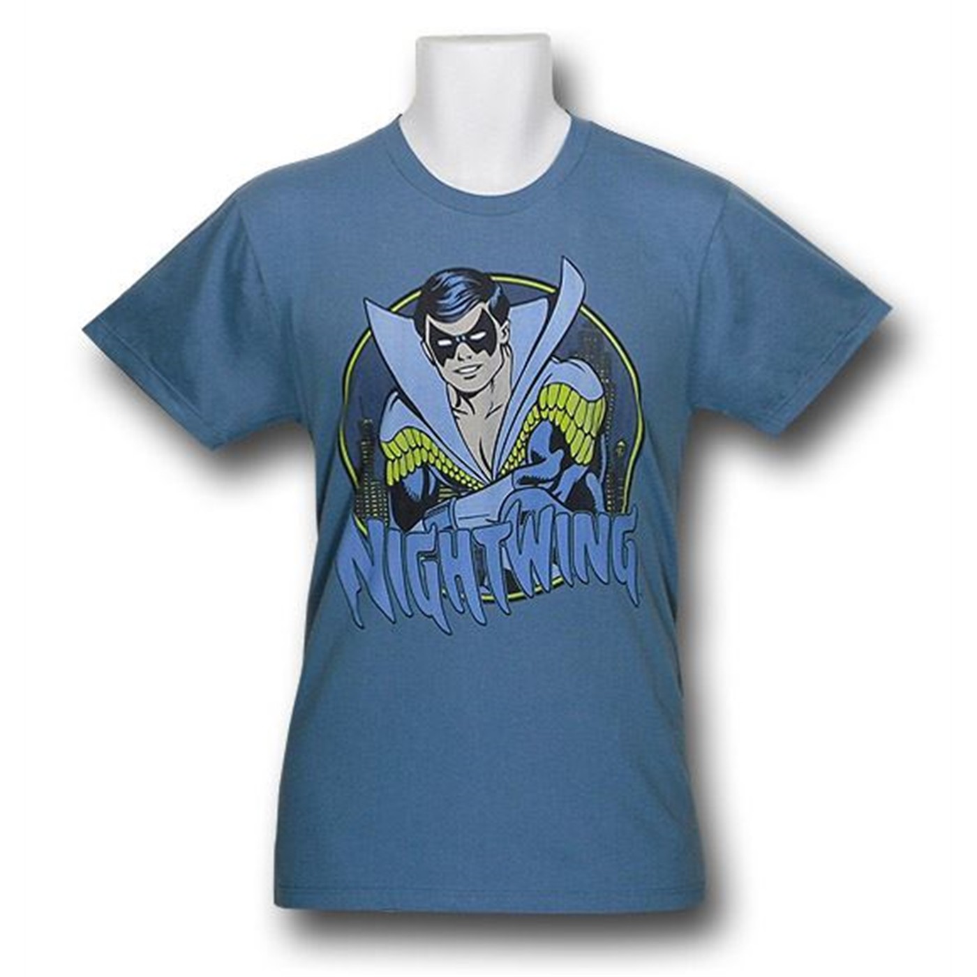 Nightwing Retro Circle 30 Single T-Shirt, Blue