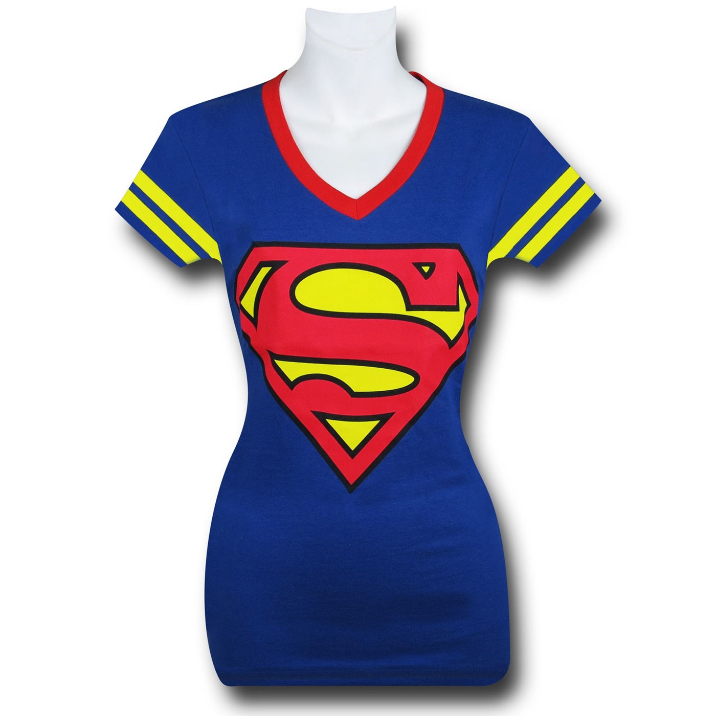 Supergirl Sporty Ringer Women's T-Shirt, Blue