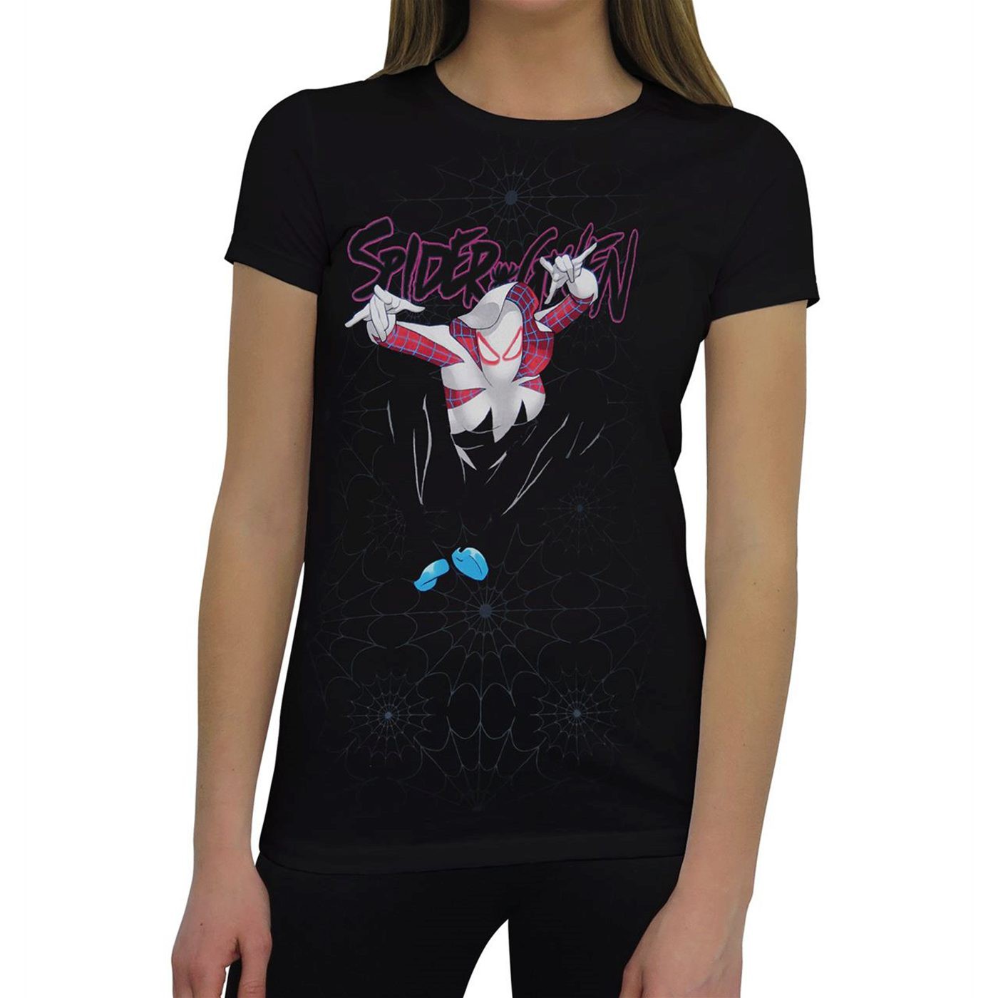 Spider Gwen Webbing Women's T-Shirt, Black