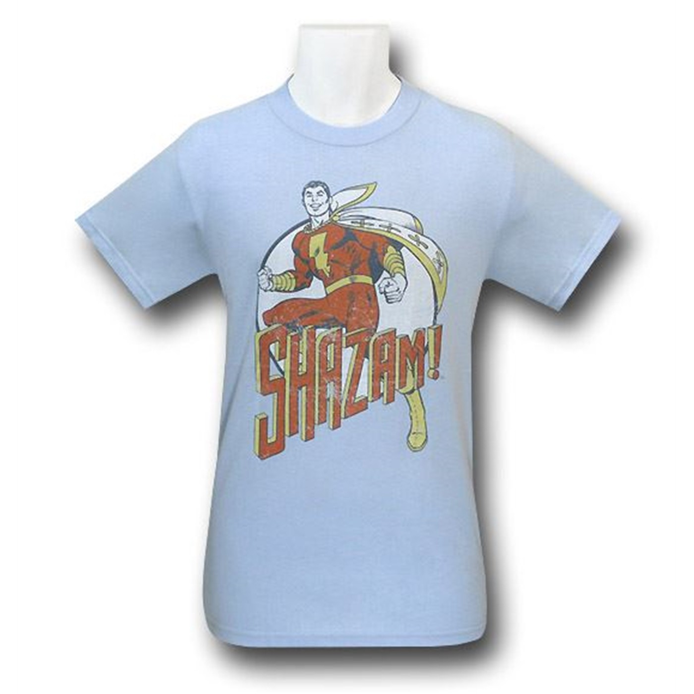 Shazam Iconic Pose Distressed T-Shirt, Blue