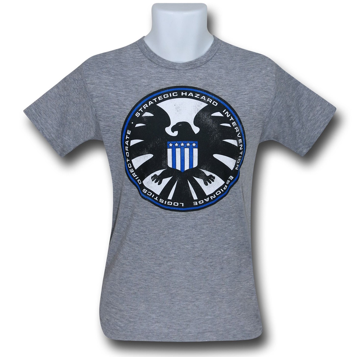 SHIELD Distressed Symbol Heather Grey 30 Single T-Shirt, Grey
