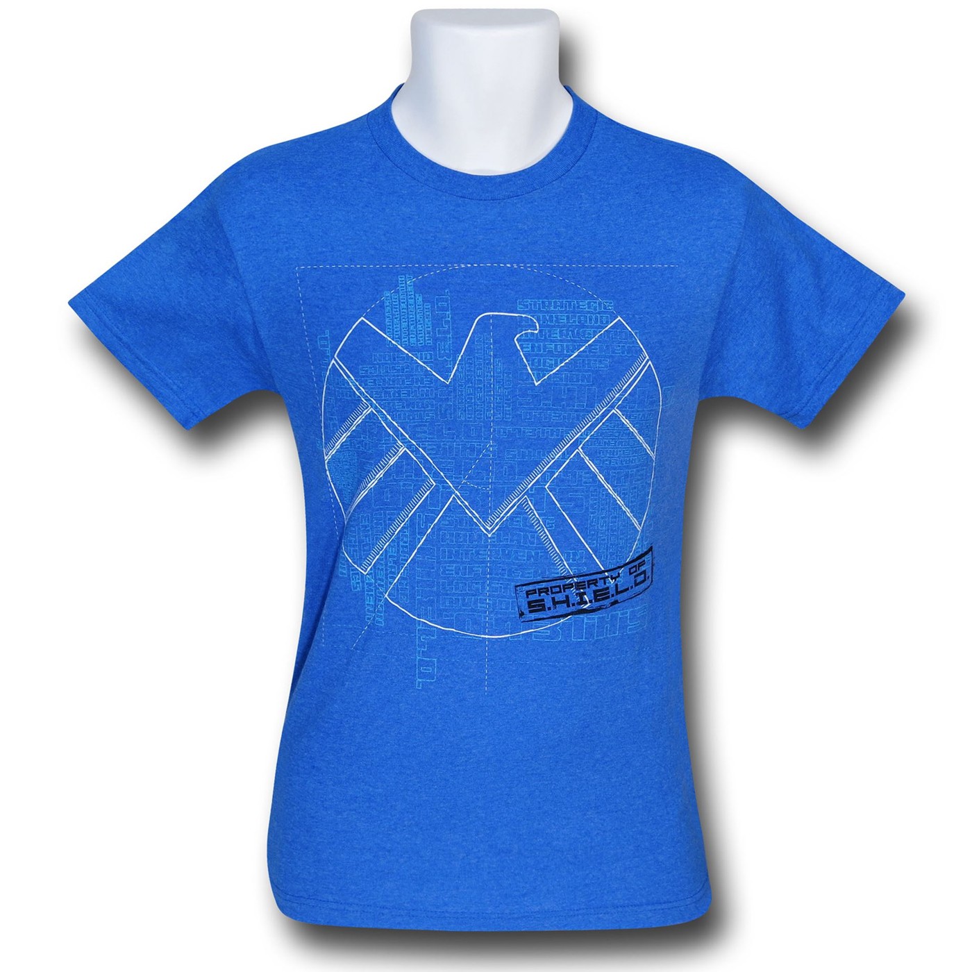 SHIELD Blueprint Symbol Heather Blue T-Shirt, Blue