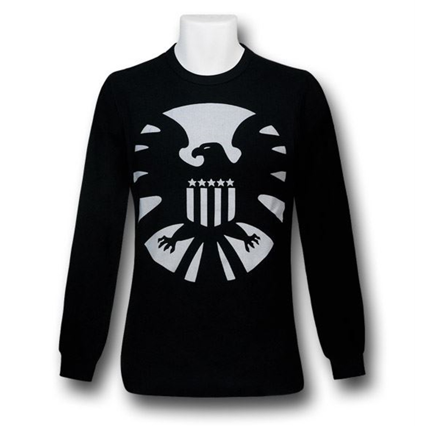 S.H.I.E.L.D. Black Thermal Long Sleeve T-Shirt, Black