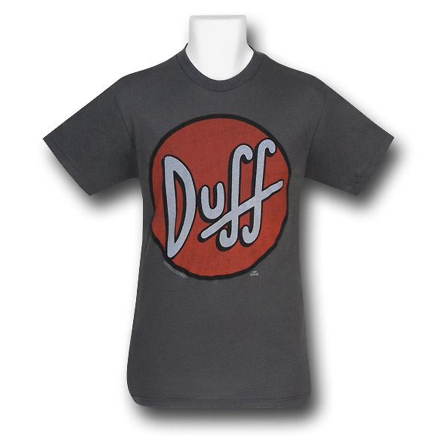 Simpsons Distressed Duff Circle Gray T-Shirt, Grey