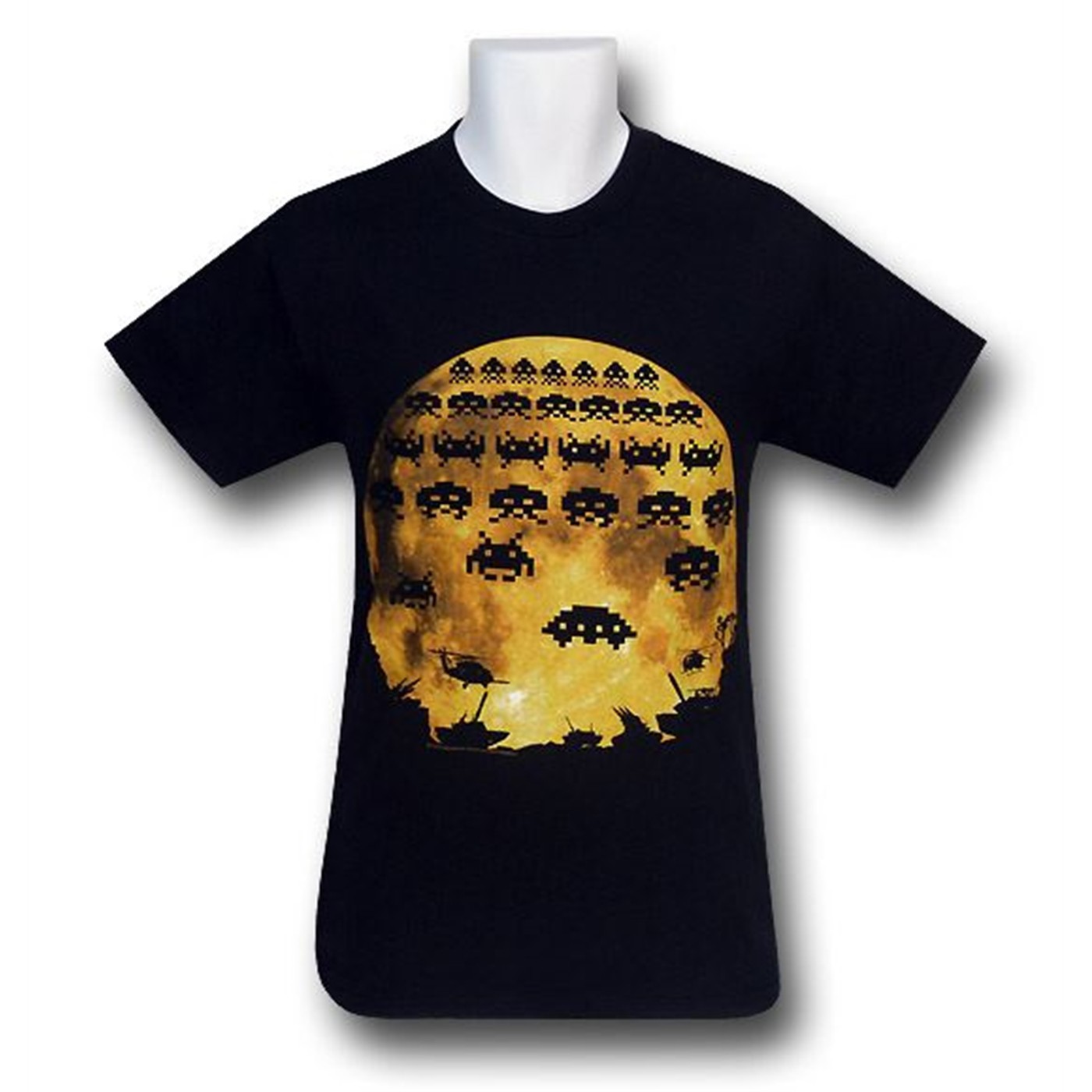 Space Invaders Midnight Silhouette T-Shirt, Black