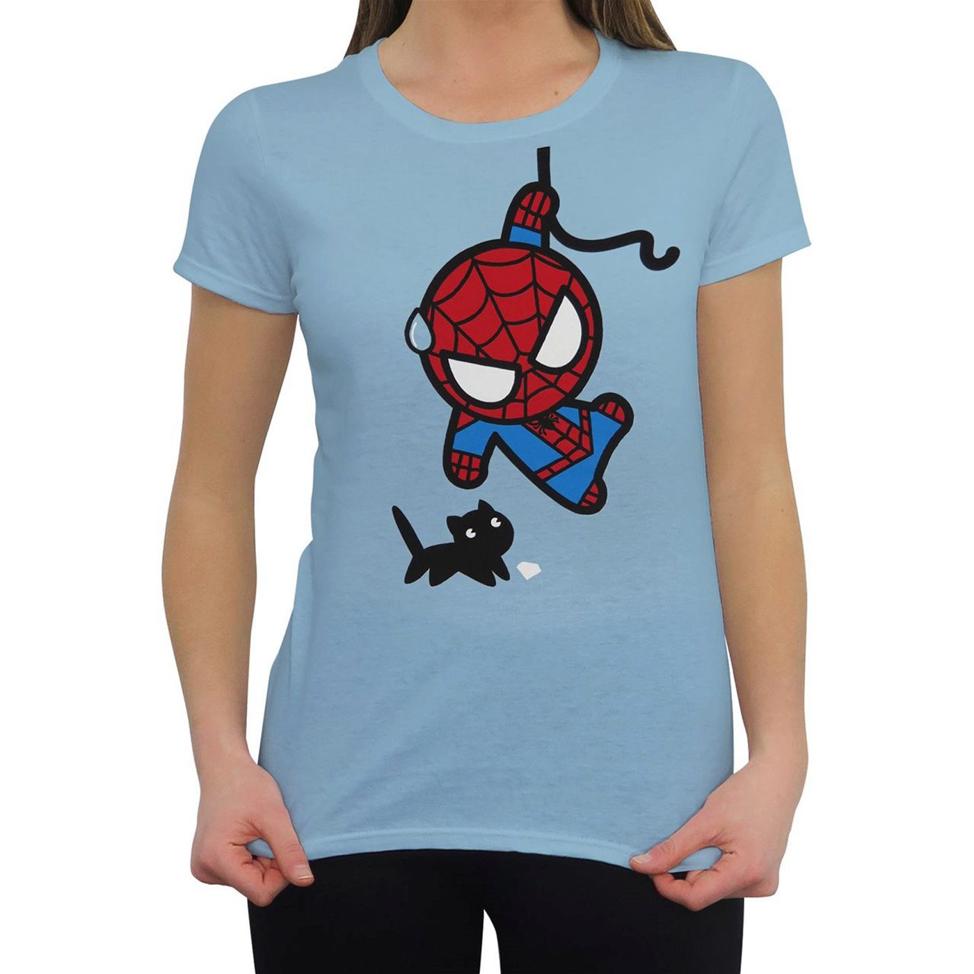 Spider-Man Black Cat Kawaii Women's T-Shirt, Blue