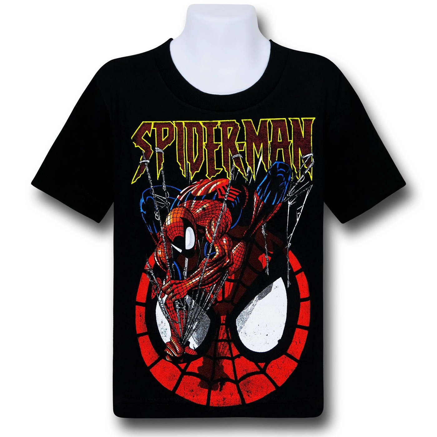 Spiderman Downward Climb Kids T-Shirt, Black