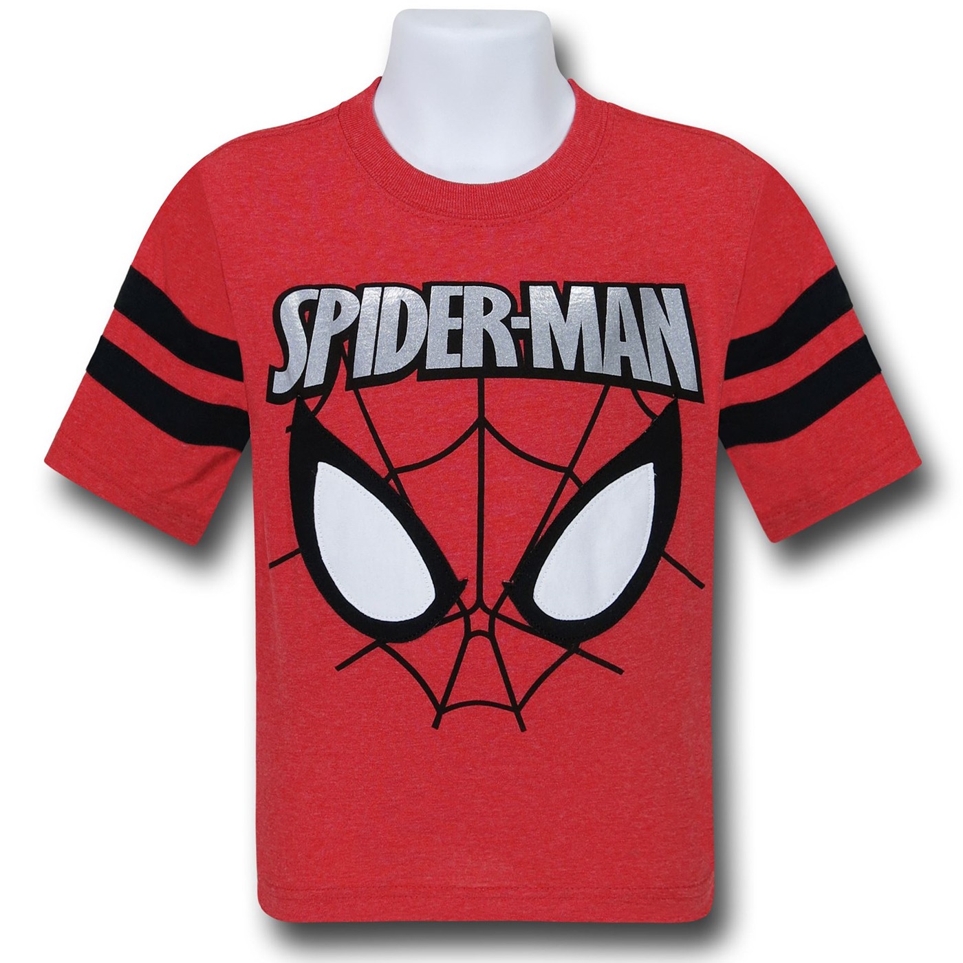 Spiderman Face & Silver Ink Kids Red T-Shirt, Red
