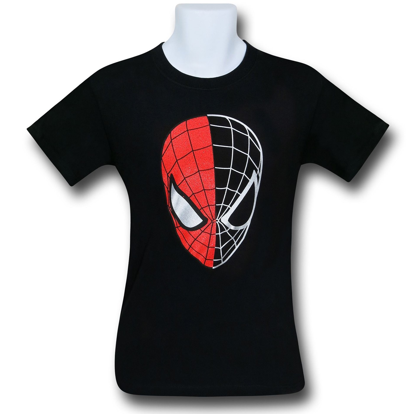Spiderman Half-Gone Mask T-Shirt, Black