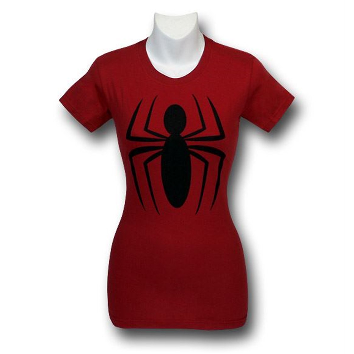 Spiderman Jr Womens Distressed Symbol T-Shirt, Red