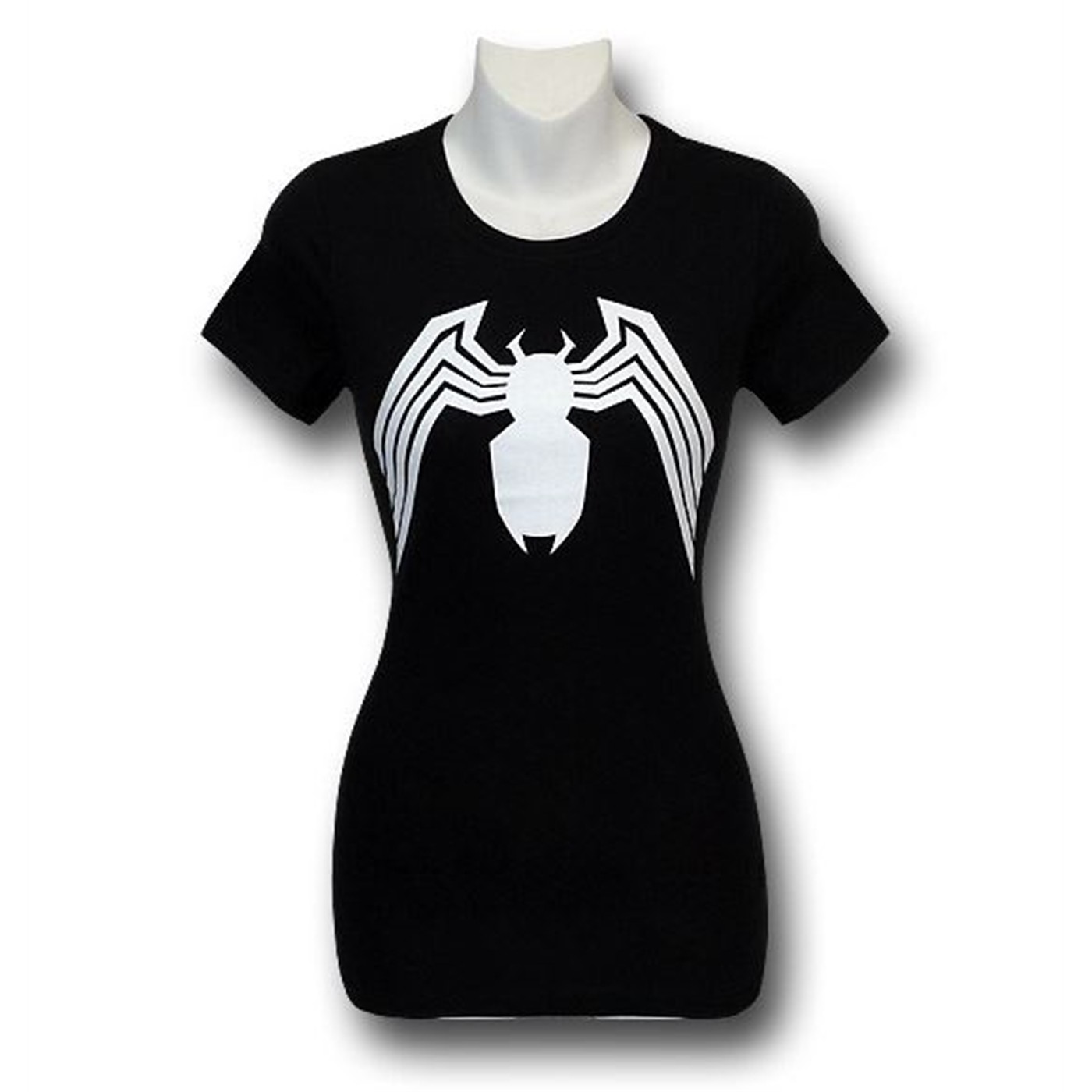 Venom Jr Womens Distressed Symbol T-Shirt, Black