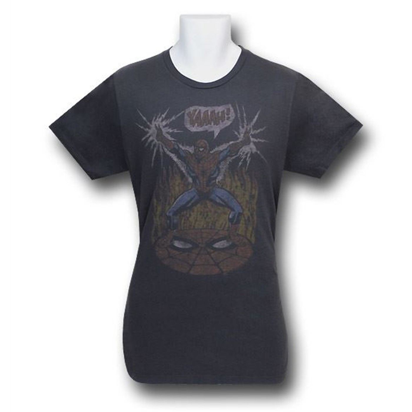Spiderman YAAAH! Junk Food T-Shirt, Grey