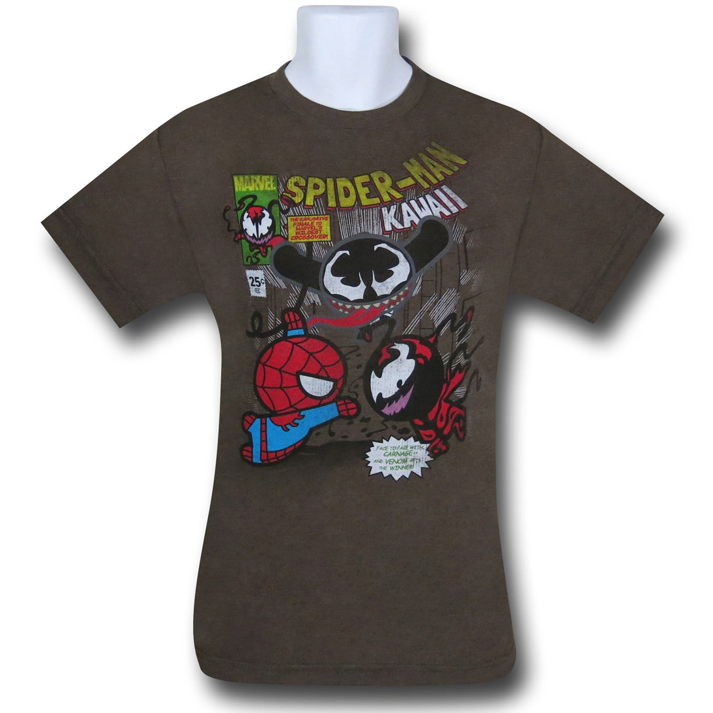 Spiderman Kawaii Triple Threat 30 Single T-Shirt, Brown