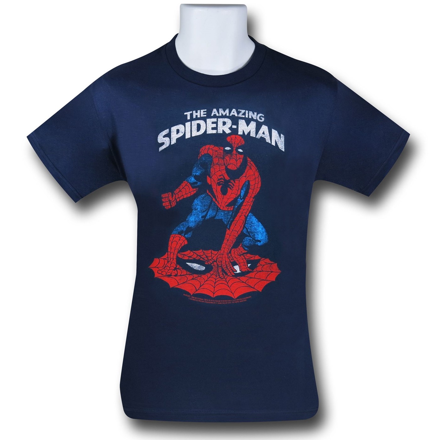 Spider-Man Web Crouch Navy (30 Single) T-Shirt, Blue