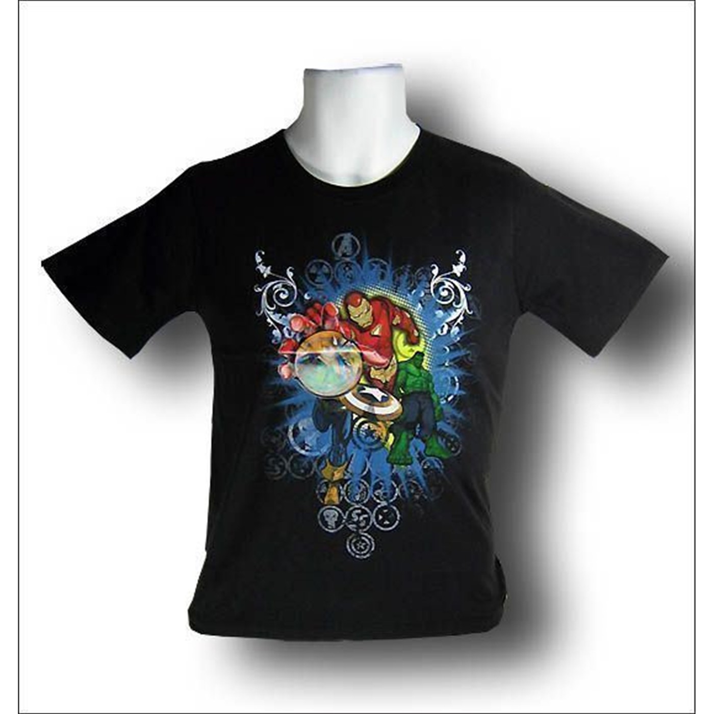 Avengers Juvenile Blasting Through T-Shirt Hologram, Black