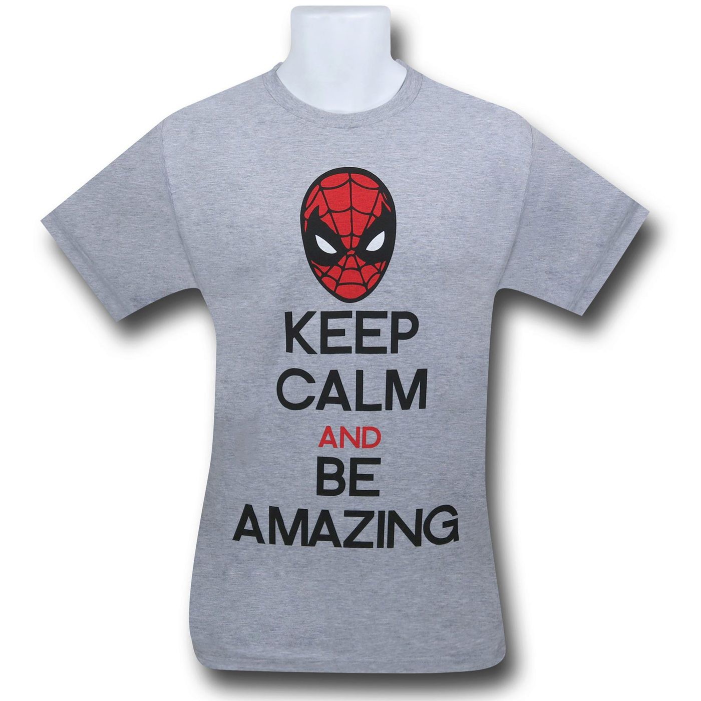 Spiderman Keep Calm Be Amazing 30 Single T-Shirt, Grey