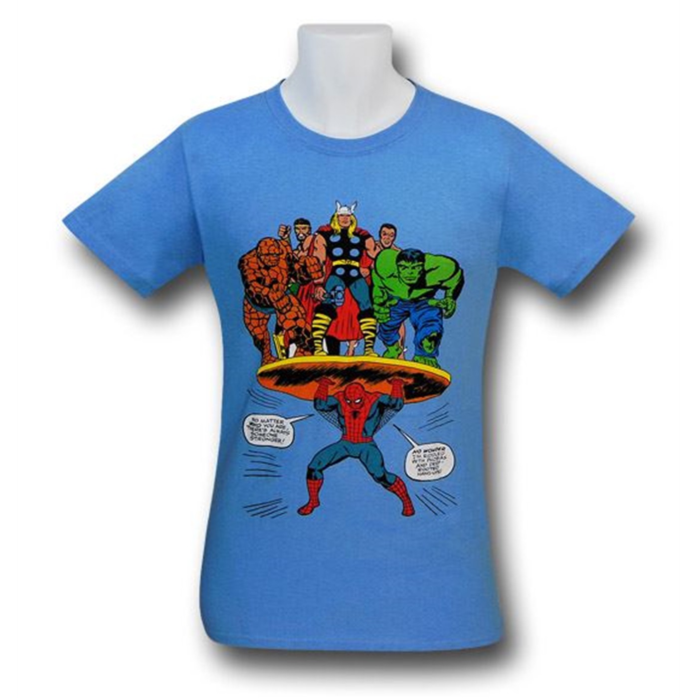 Spiderman Feats of Strength Light Blue T-Shirt, Blue