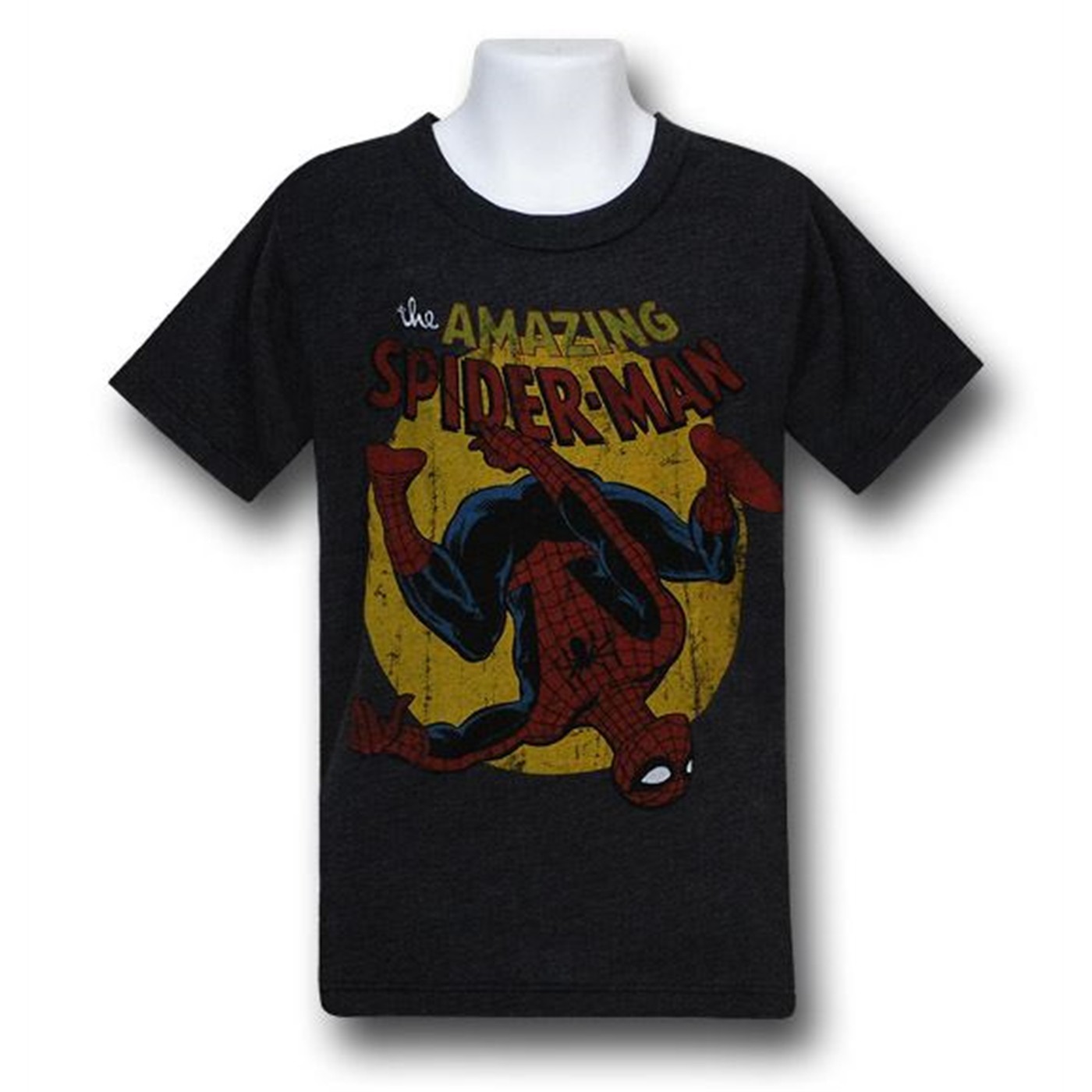 Spiderman Kids UpsideDown Red Decco T-Shirt, Grey