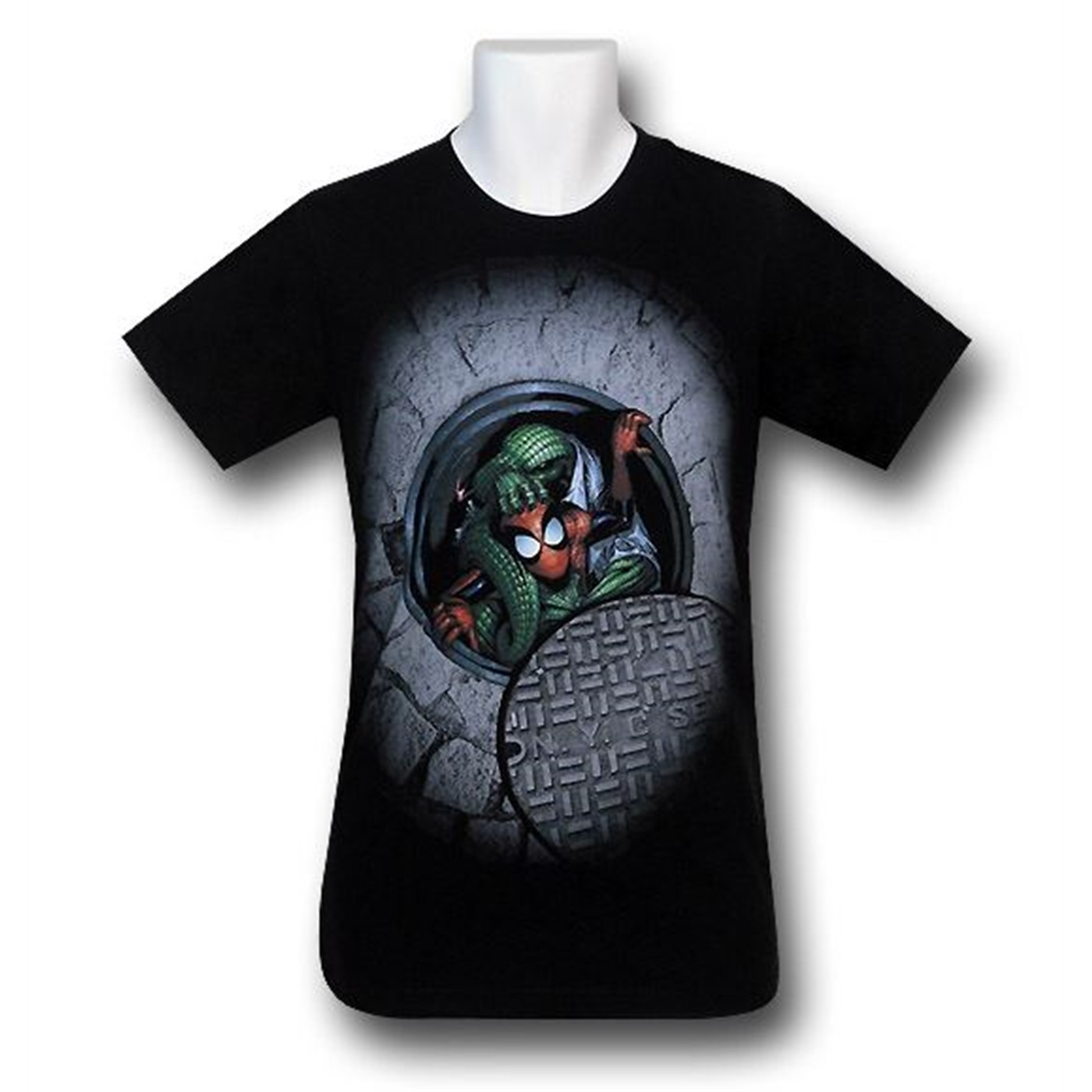 Spiderman Lizard In The Sewer 30 Single T-Shirt, Black