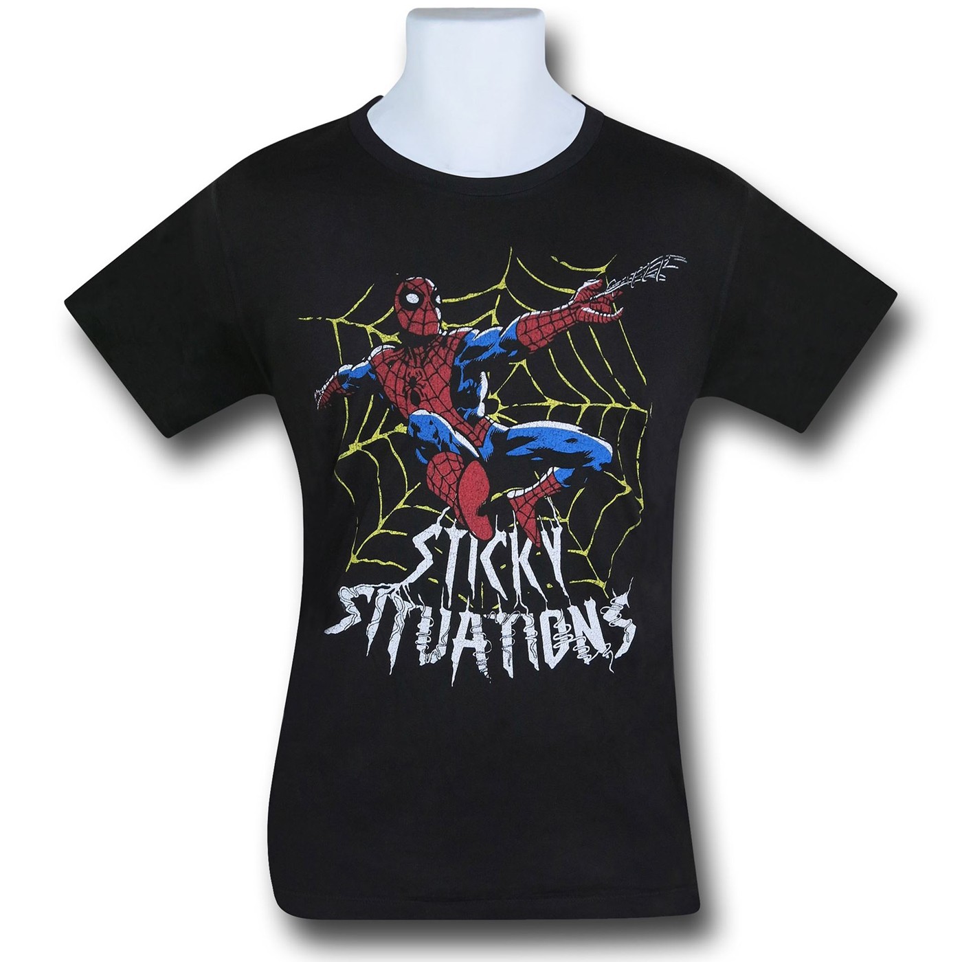 Spiderman Sticky Situations Junk Food T-Shirt, Black